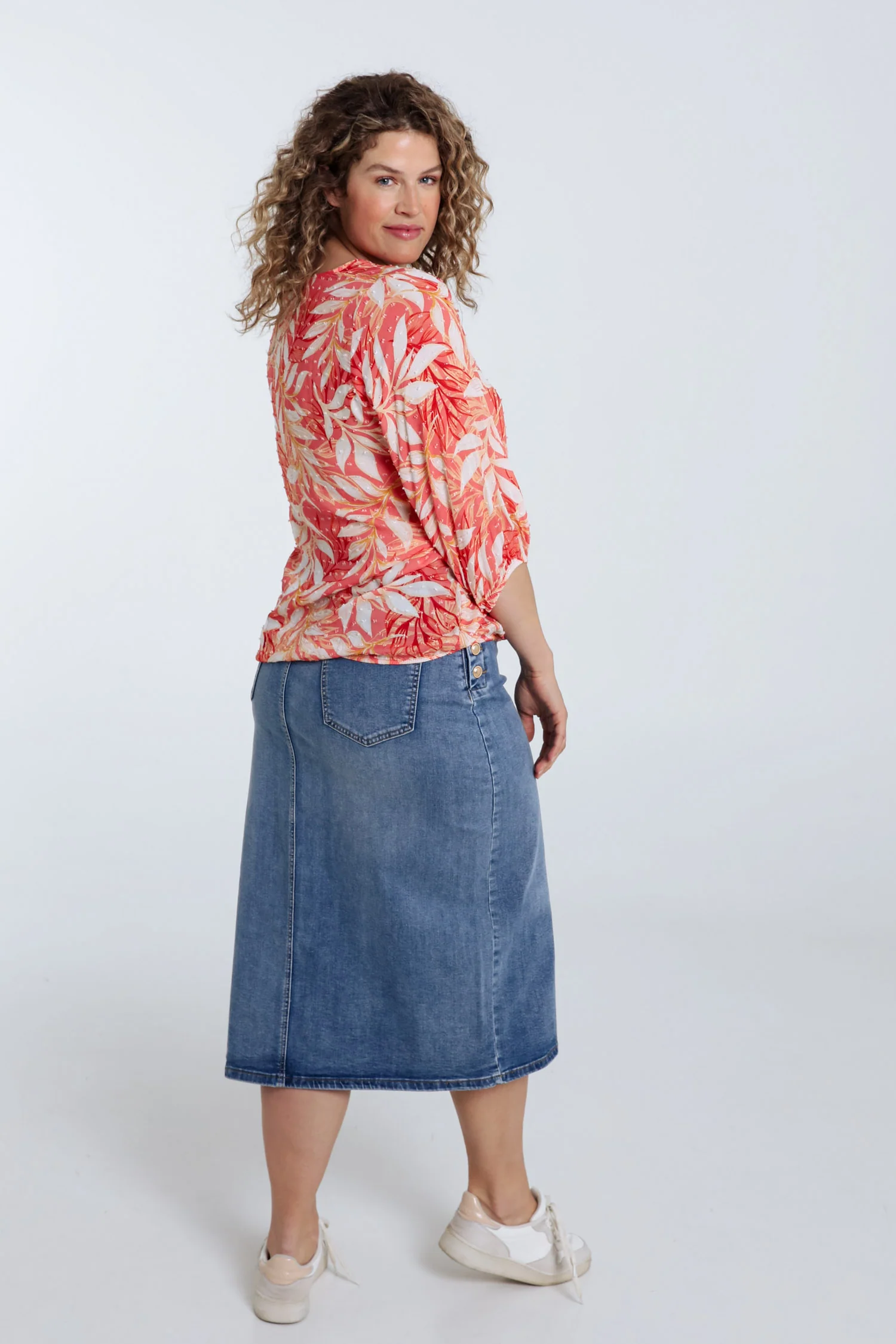 Blouse van viscose met bladerenprint - Image 13