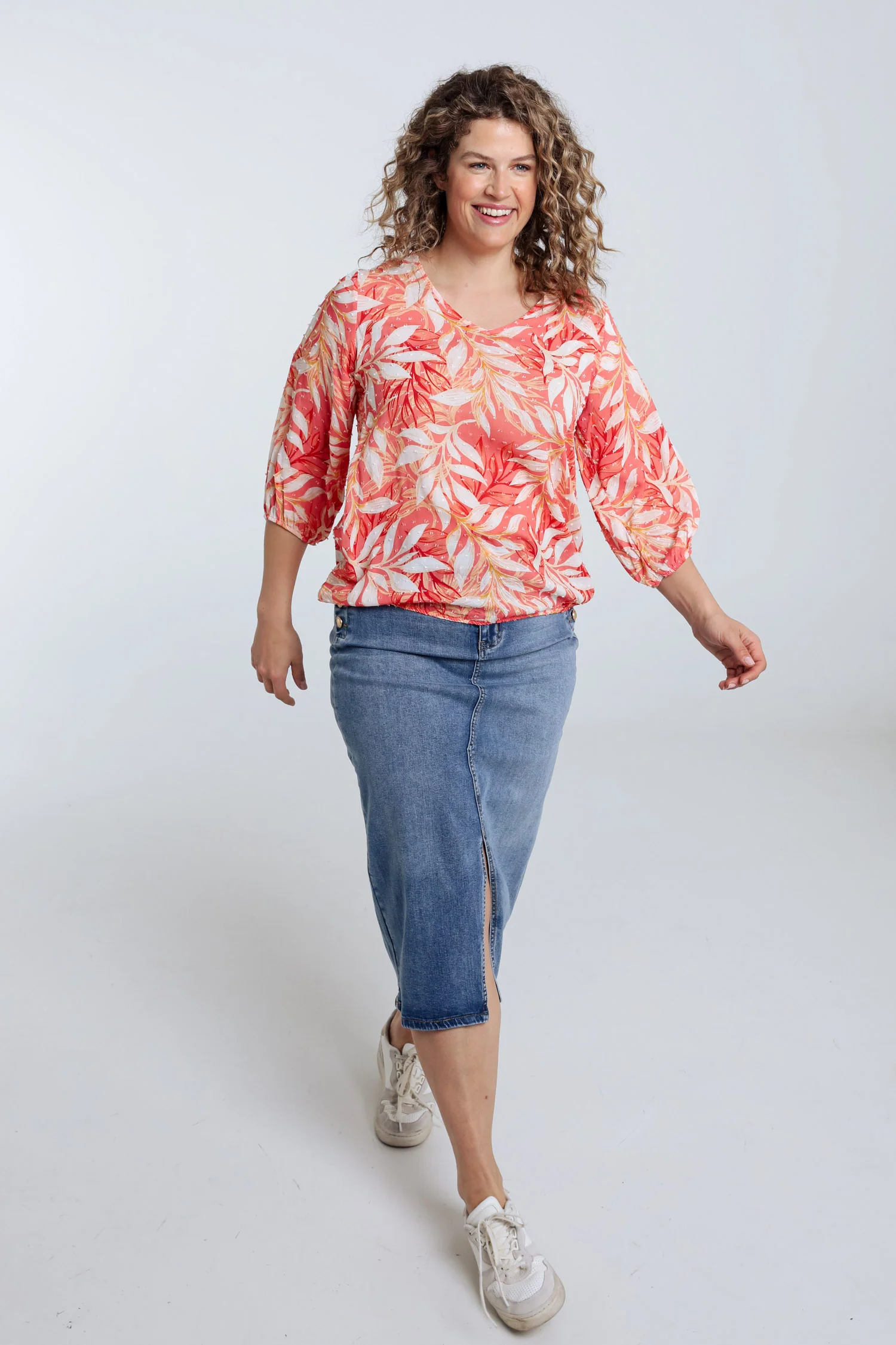 Blouse van viscose met bladerenprint - Image 20