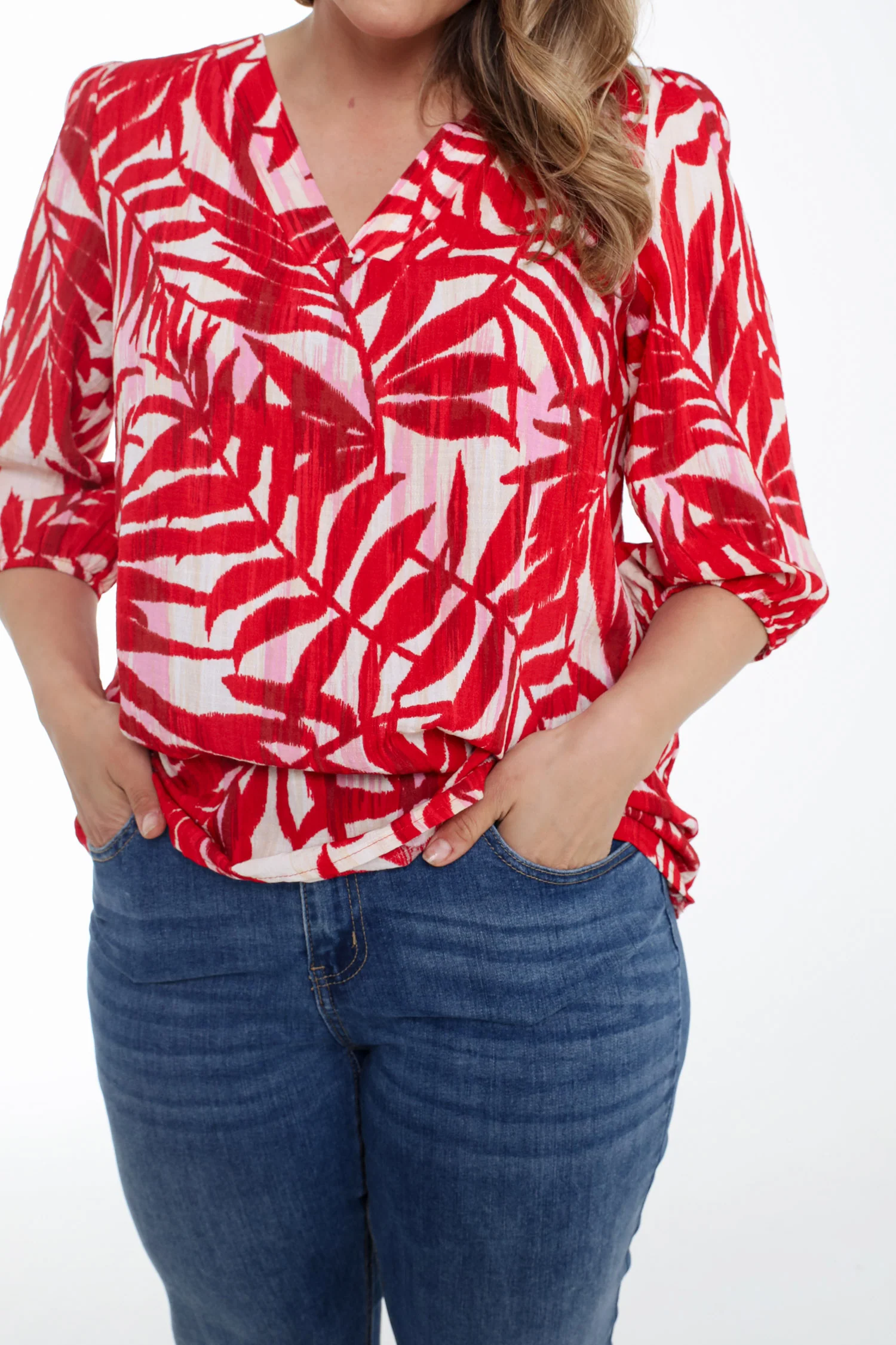 Blouse van viscose met bladerenprint - Image 5
