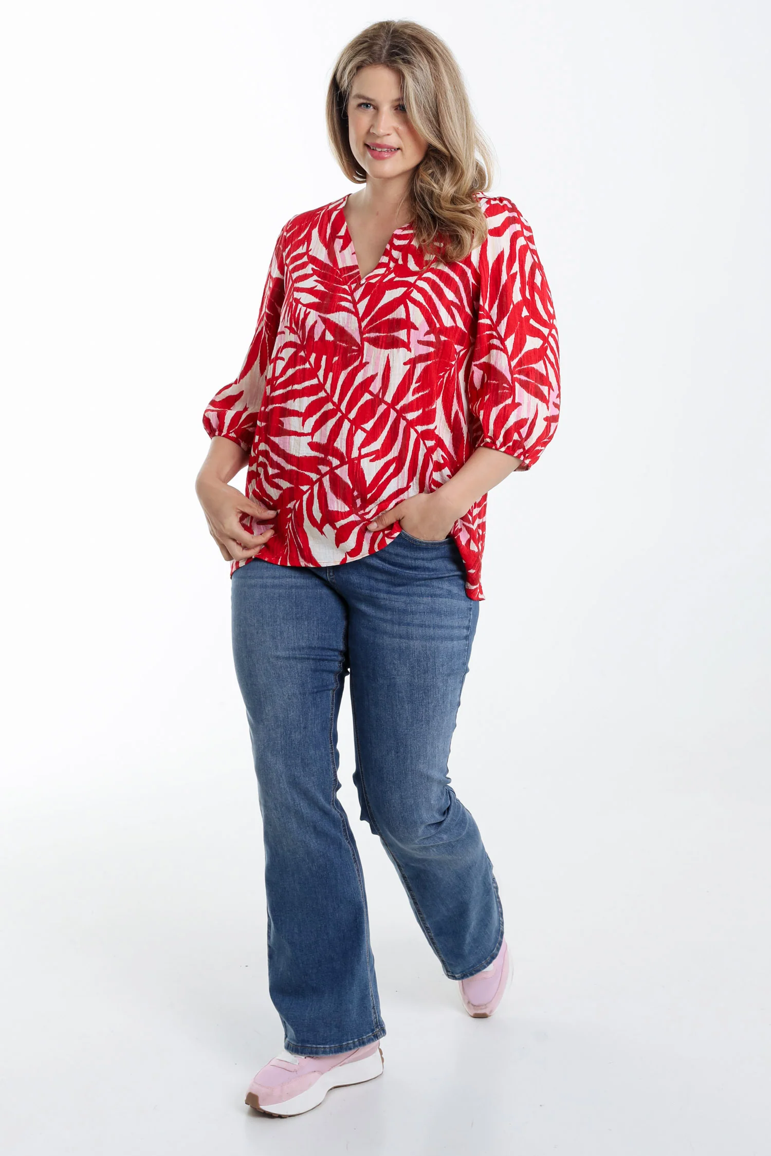Blouse van viscose met bladerenprint - Image 7