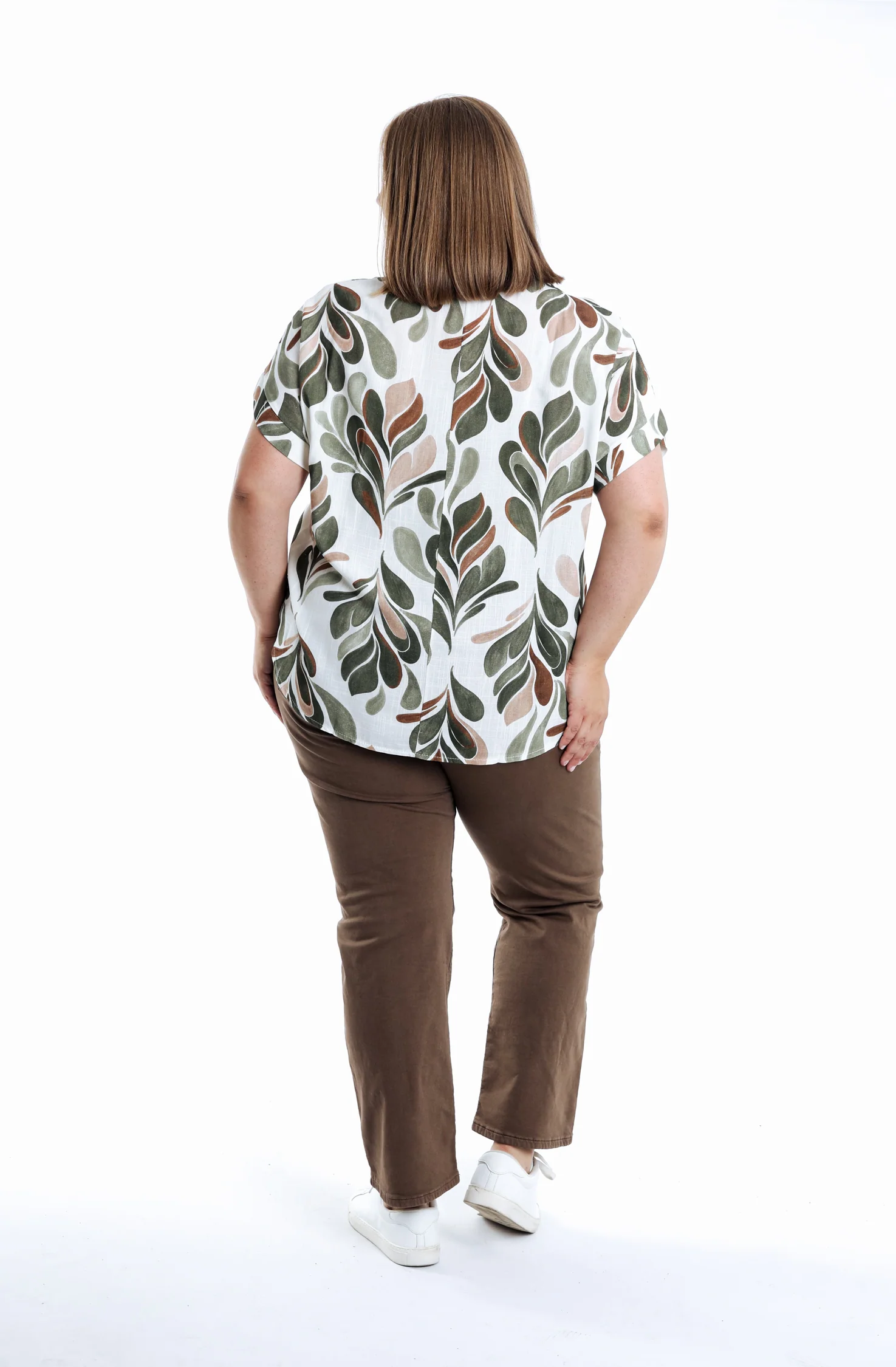 Blouse van viscose met bladprint - Image 2