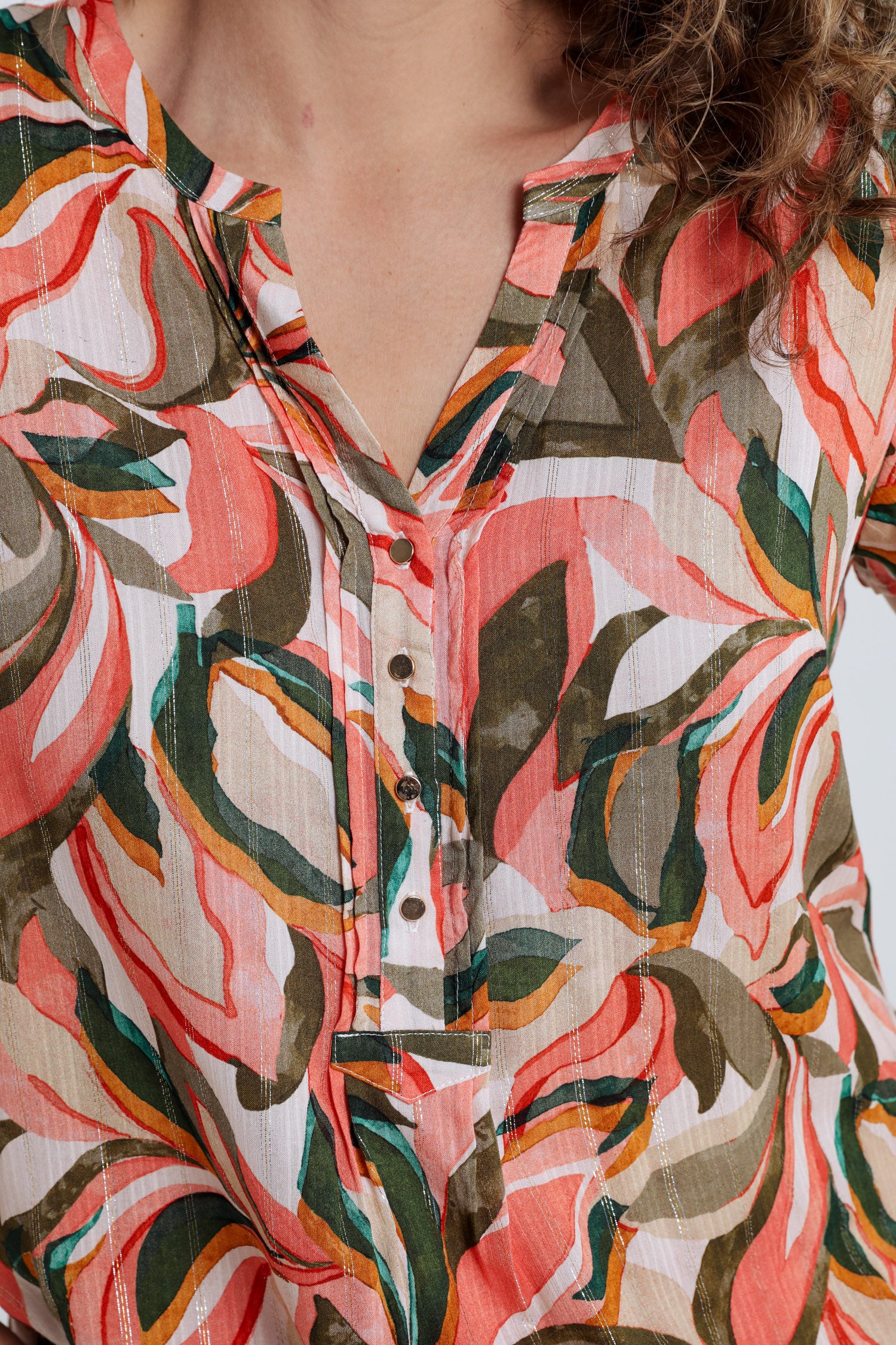 Blouse van viscose met bladerenprint - Image 4