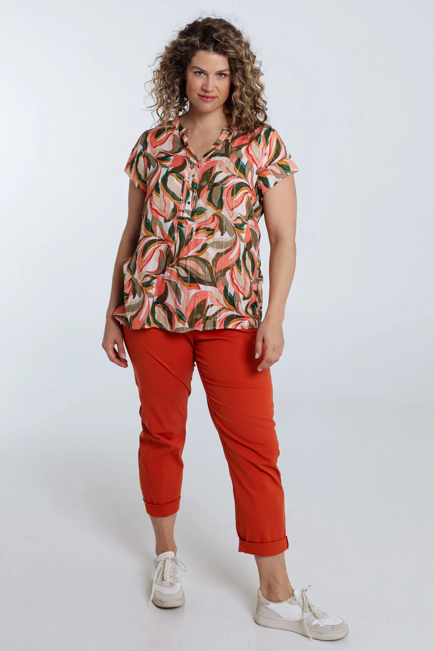 Blouse van viscose met bladerenprint - Image 7