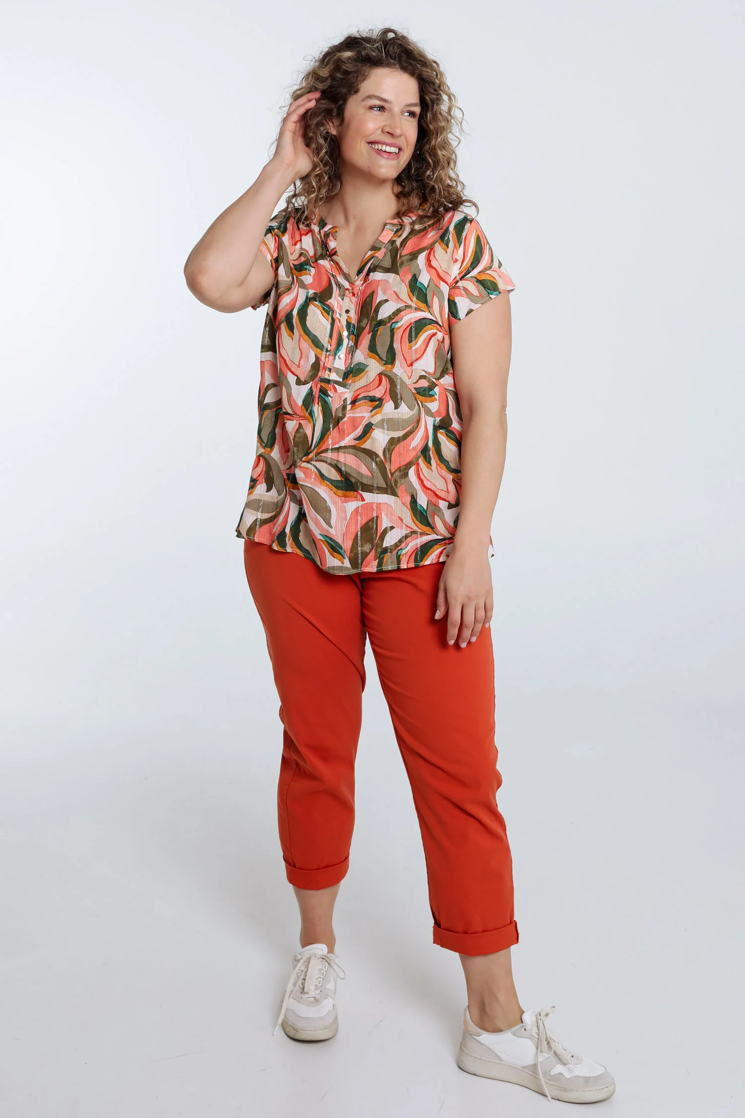 Blouse van viscose met bladerenprint - Image 9