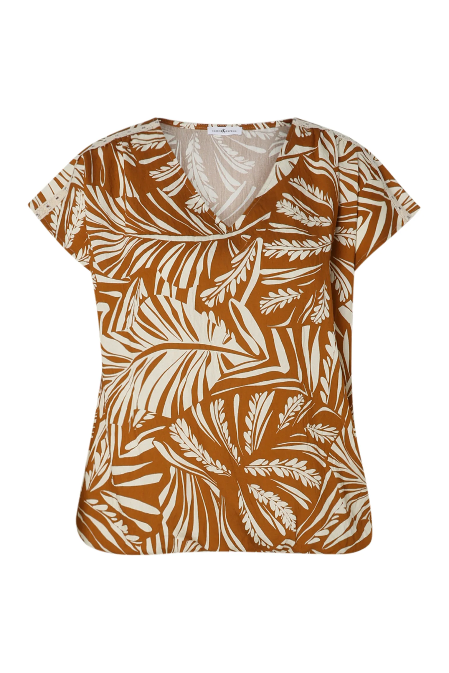 Blouse van bicolor bladprint viscose - Image 10