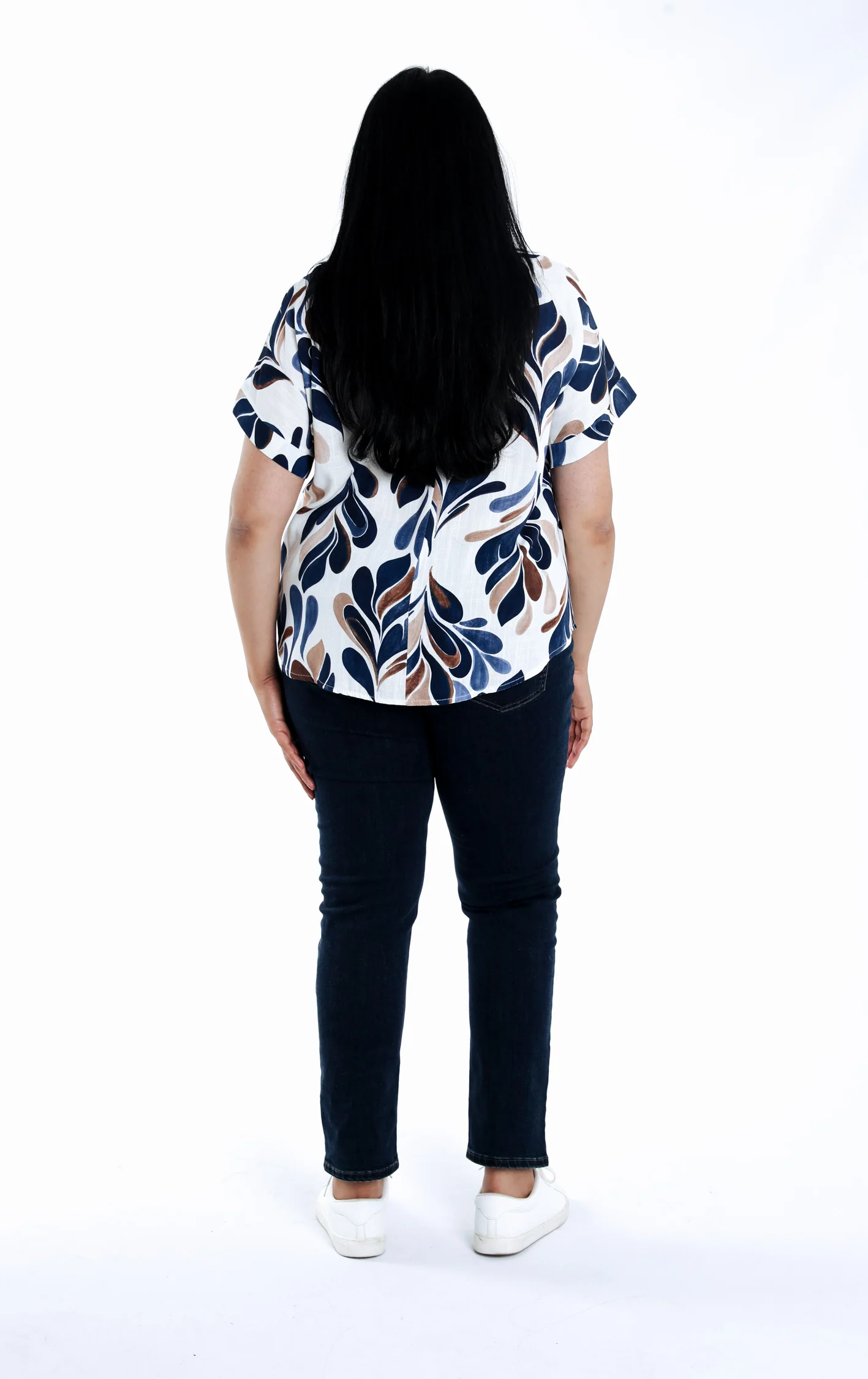 Blouse van viscose met bladprint - Image 2