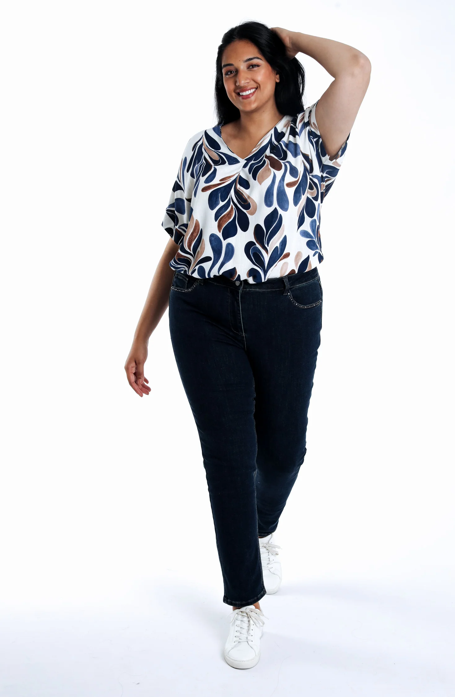 Blouse van viscose met bladprint - Image 6