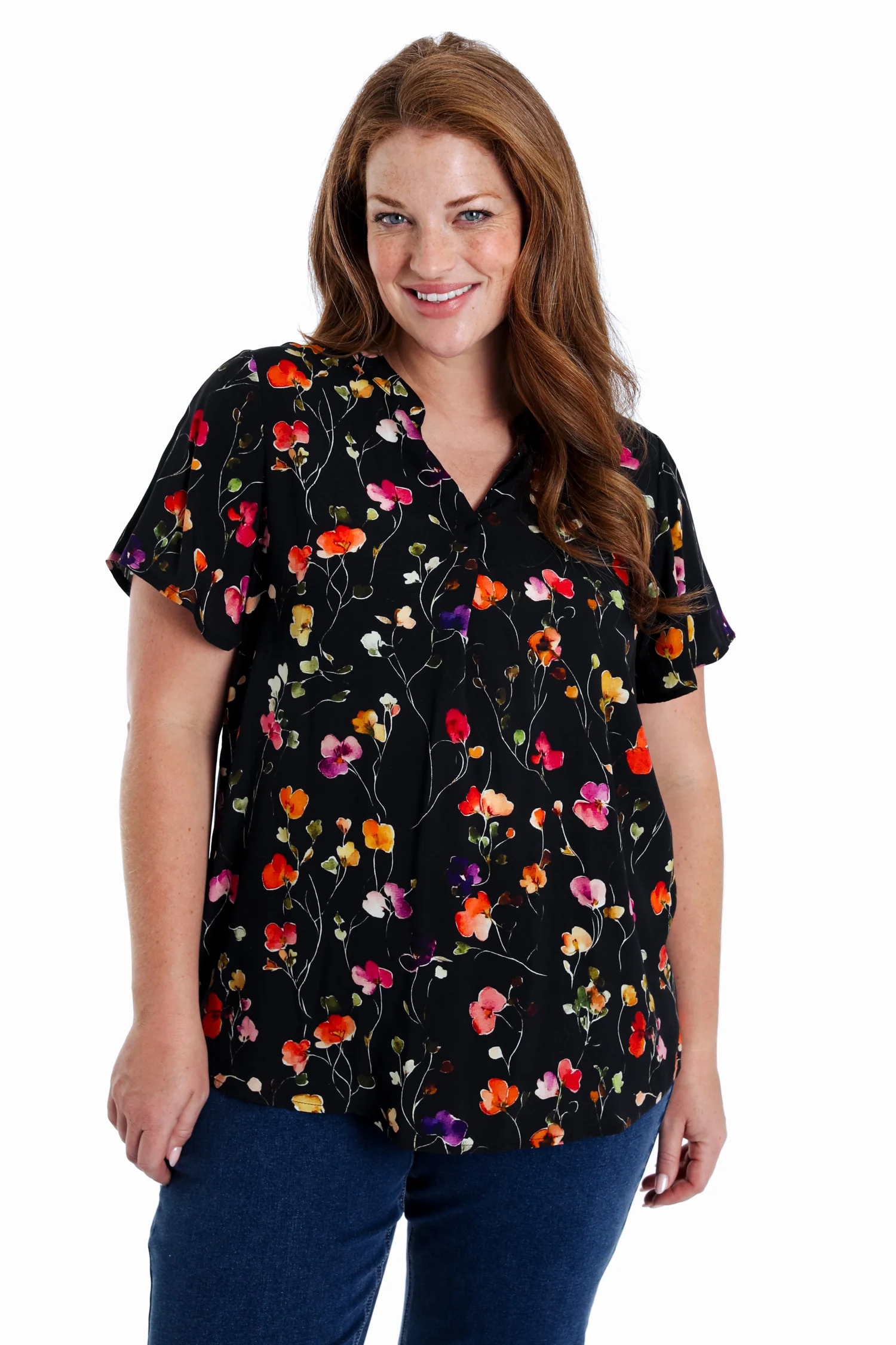 Bloes met bloemenprint van viscose - Image 12