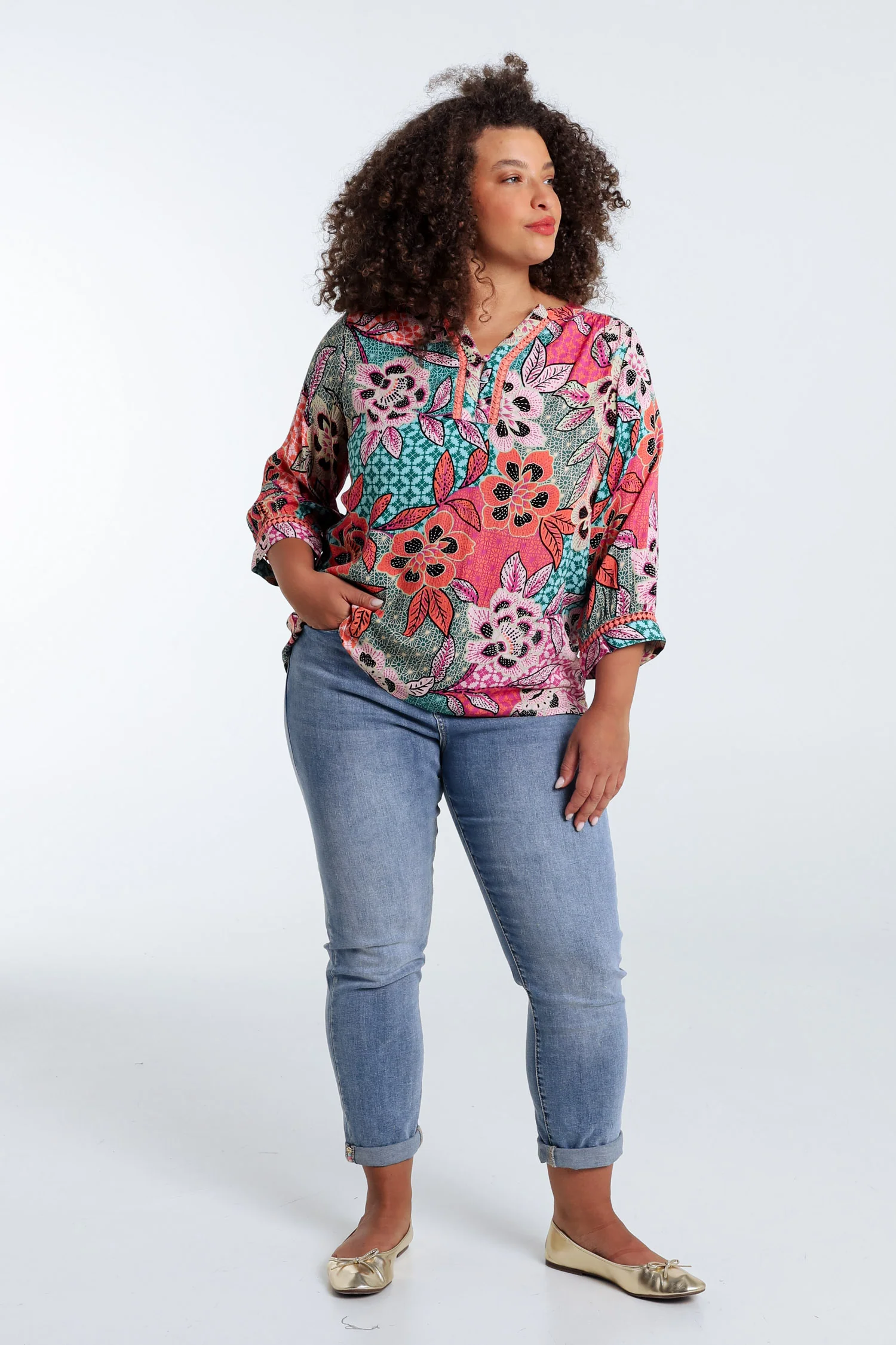 Bloes van viscose met bloemenprint - Image 7