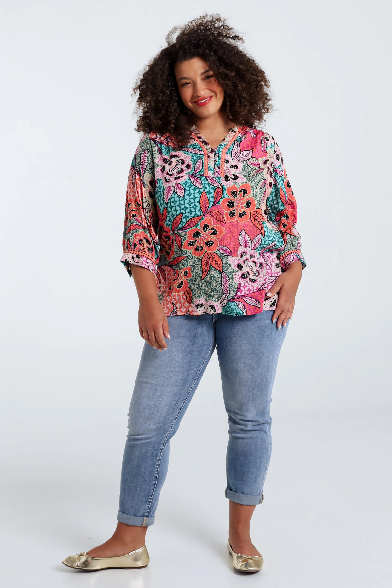 Bloes van viscose met bloemenprint - Image 9