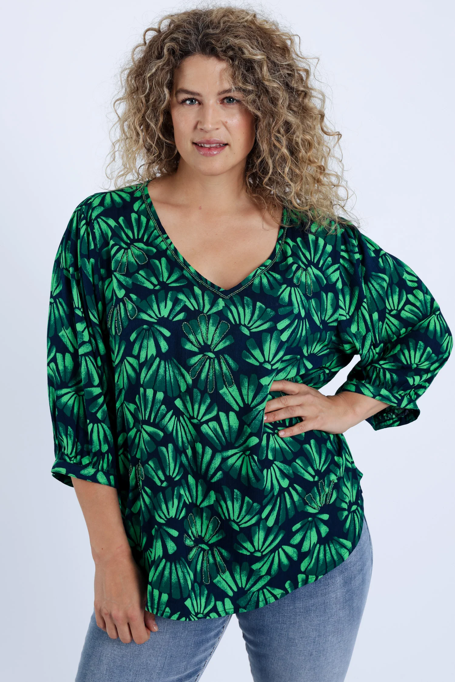 Bloes van viscose met bloemenprint