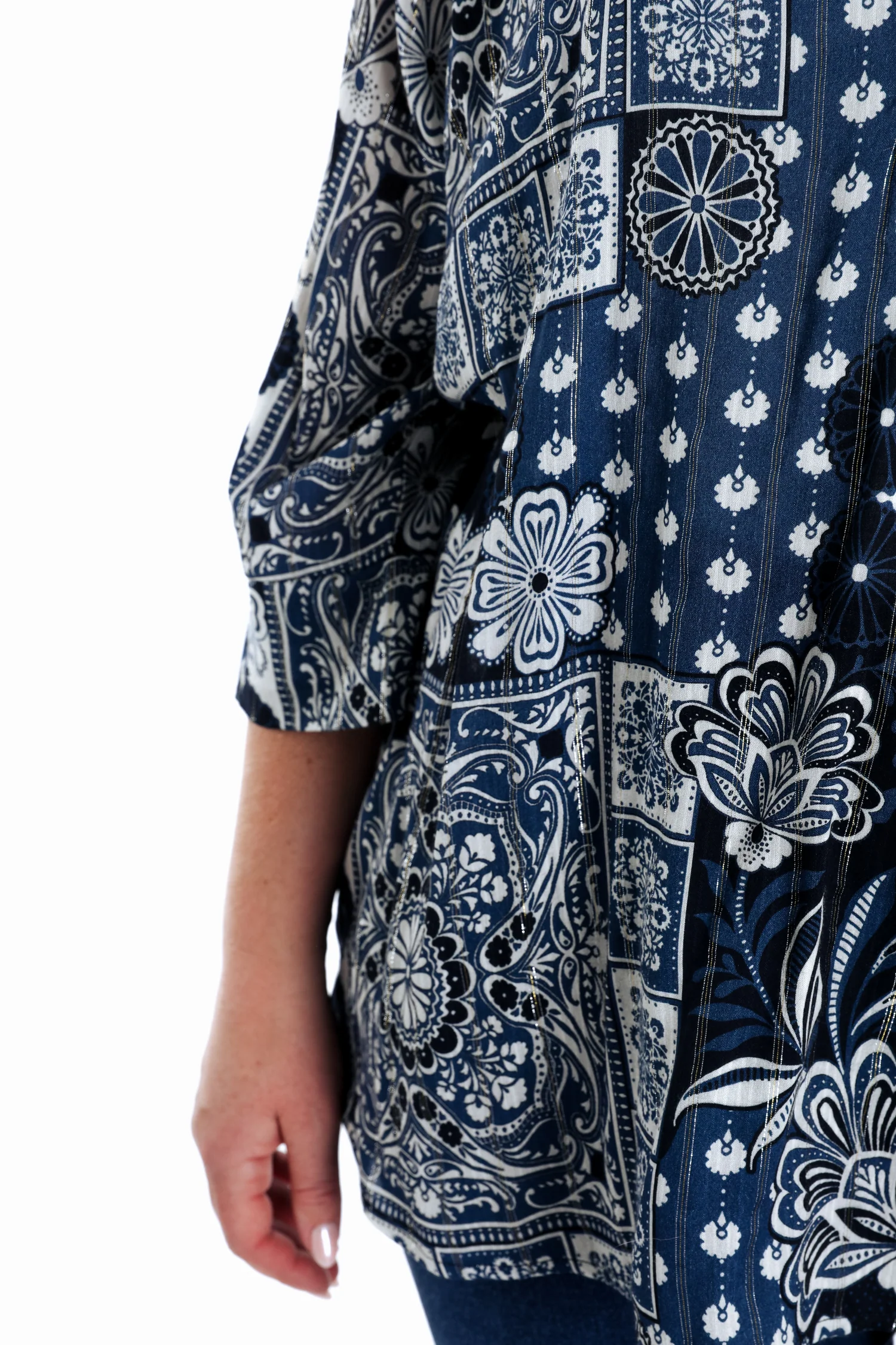 Blouse van viscose met bloemenprint en lurex - Image 5