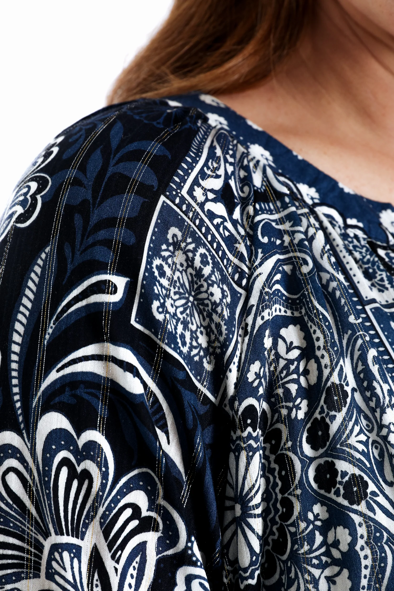 Blouse van viscose met bloemenprint en lurex - Image 6