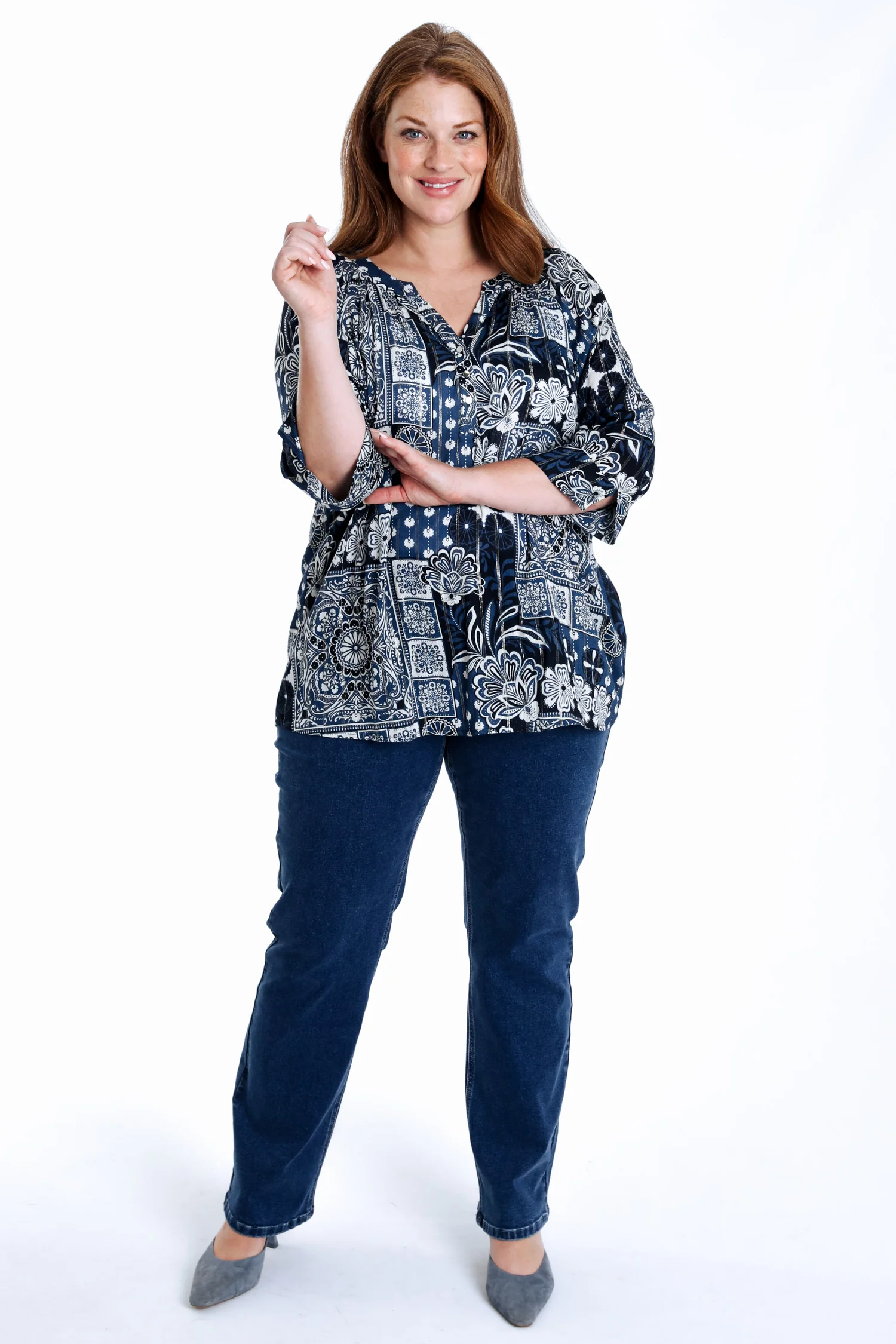 Blouse van viscose met bloemenprint en lurex - Image 7