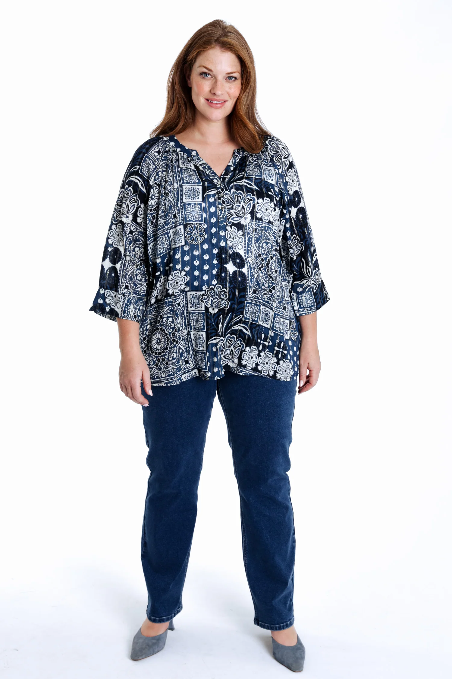 Blouse van viscose met bloemenprint en lurex - Image 8