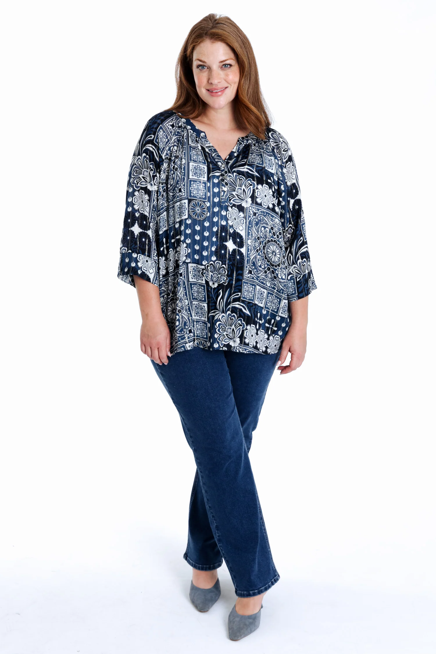 Blouse van viscose met bloemenprint en lurex - Image 9