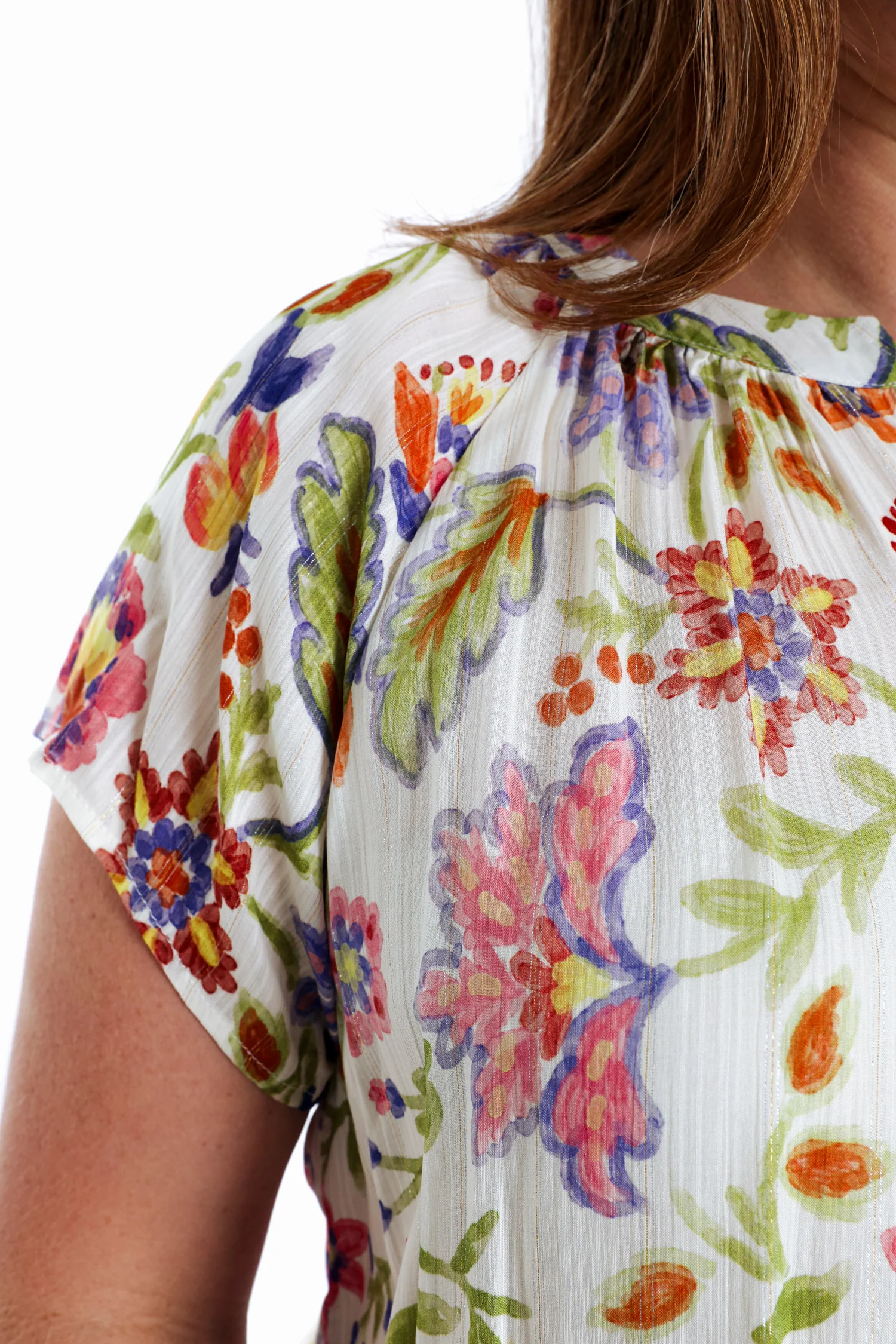 Blouse van viscose met bloemenprint en lurex - Image 6