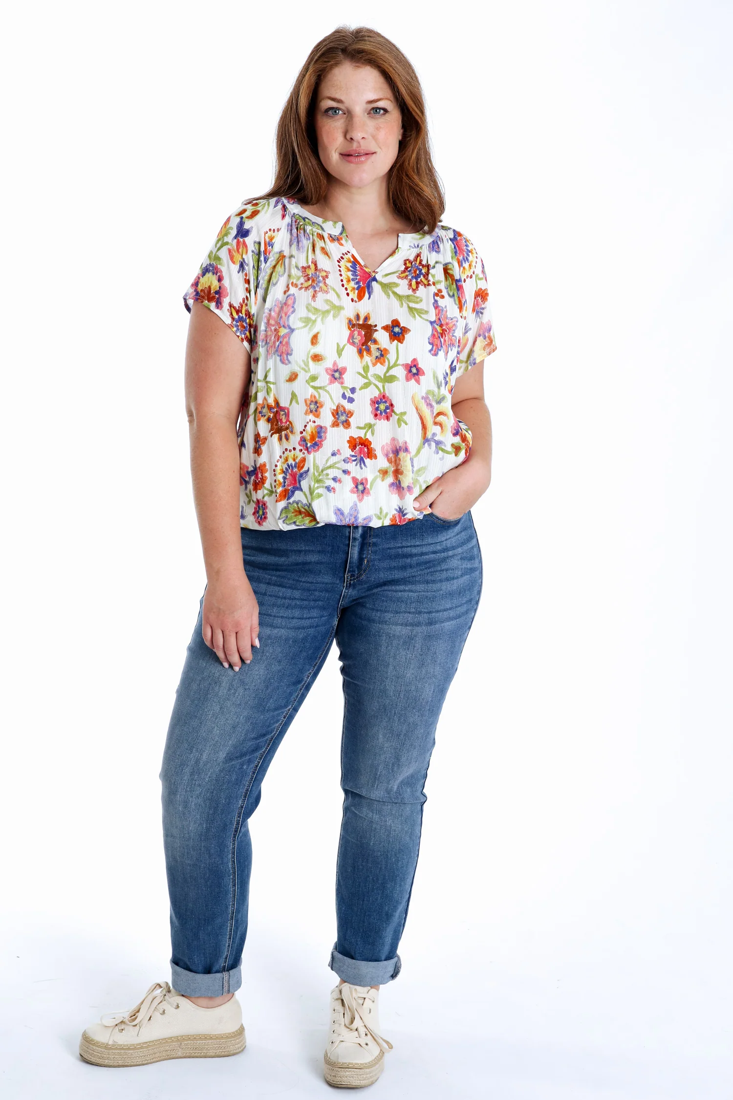 Blouse van viscose met bloemenprint en lurex - Image 8