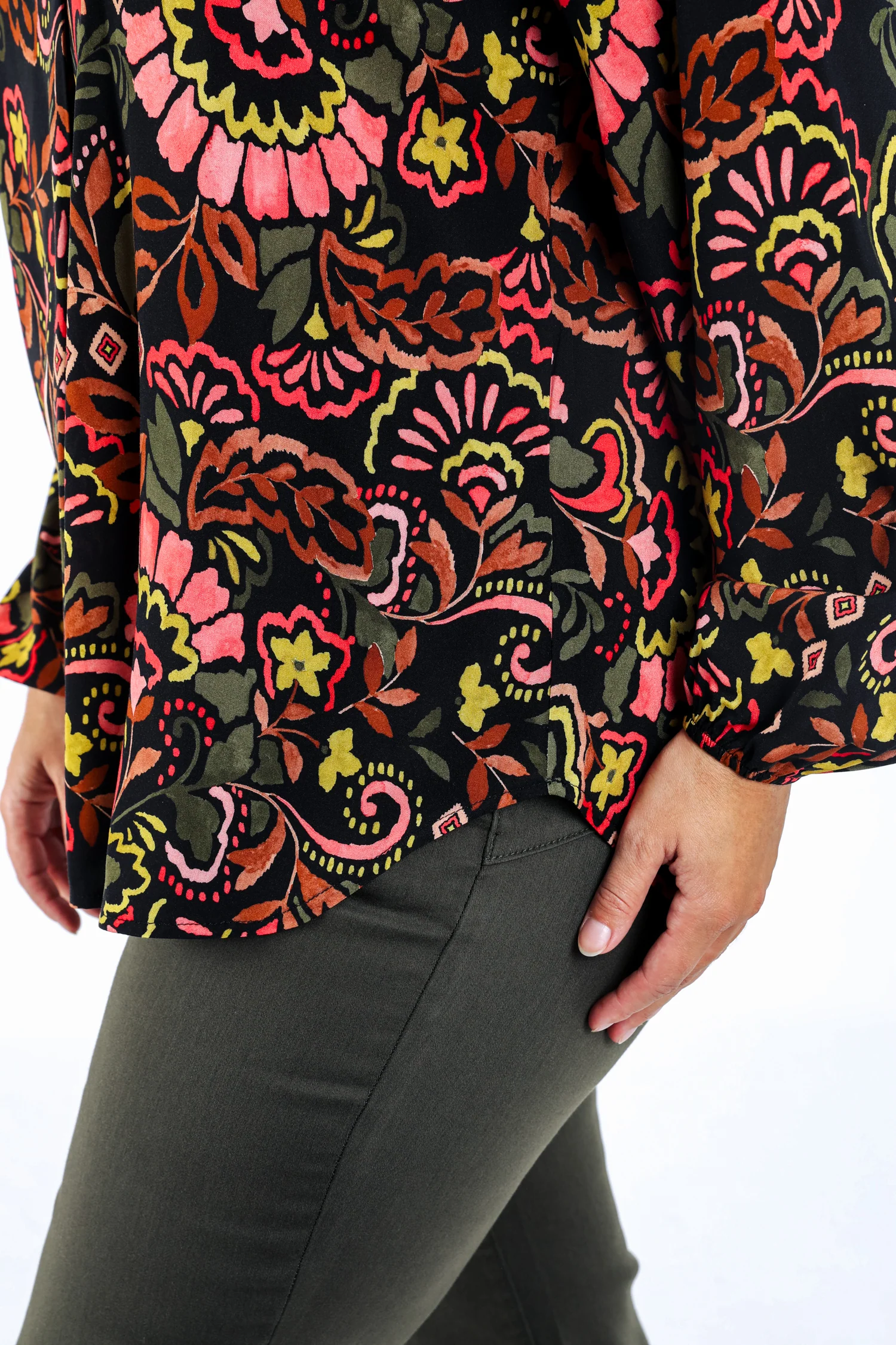 Blouse van bedrukt viscose in folkstijl - Image 5