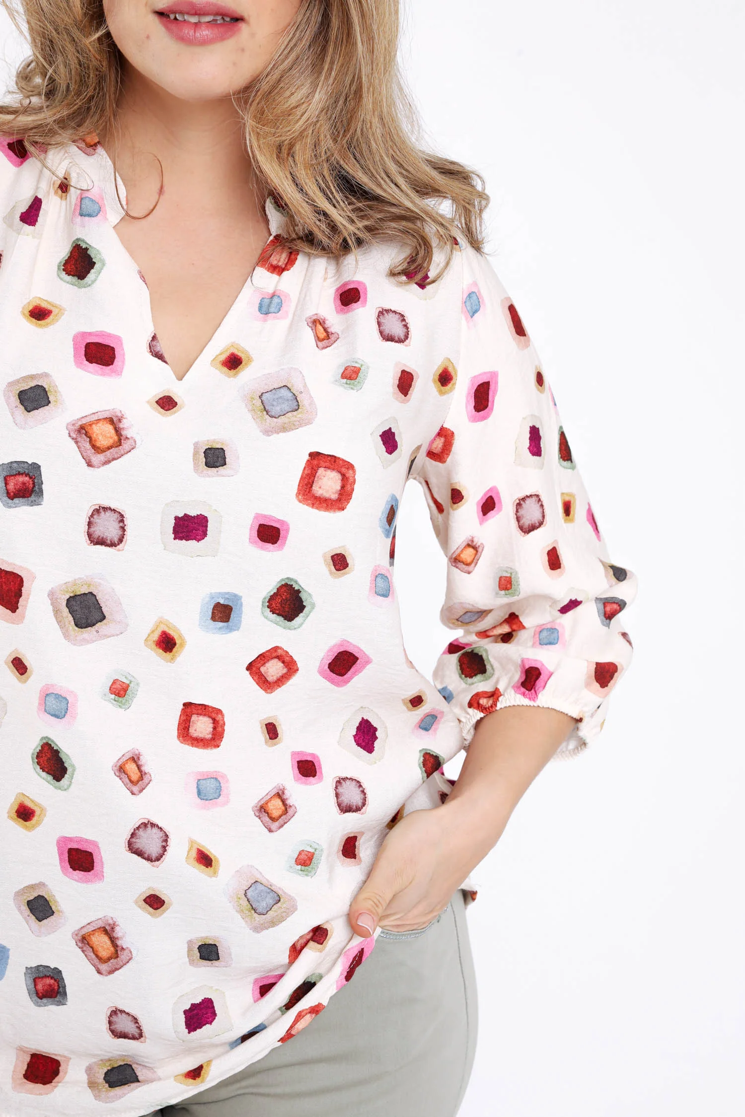Blouse van bedrukte viscose met geometrisch patroon - Image 3