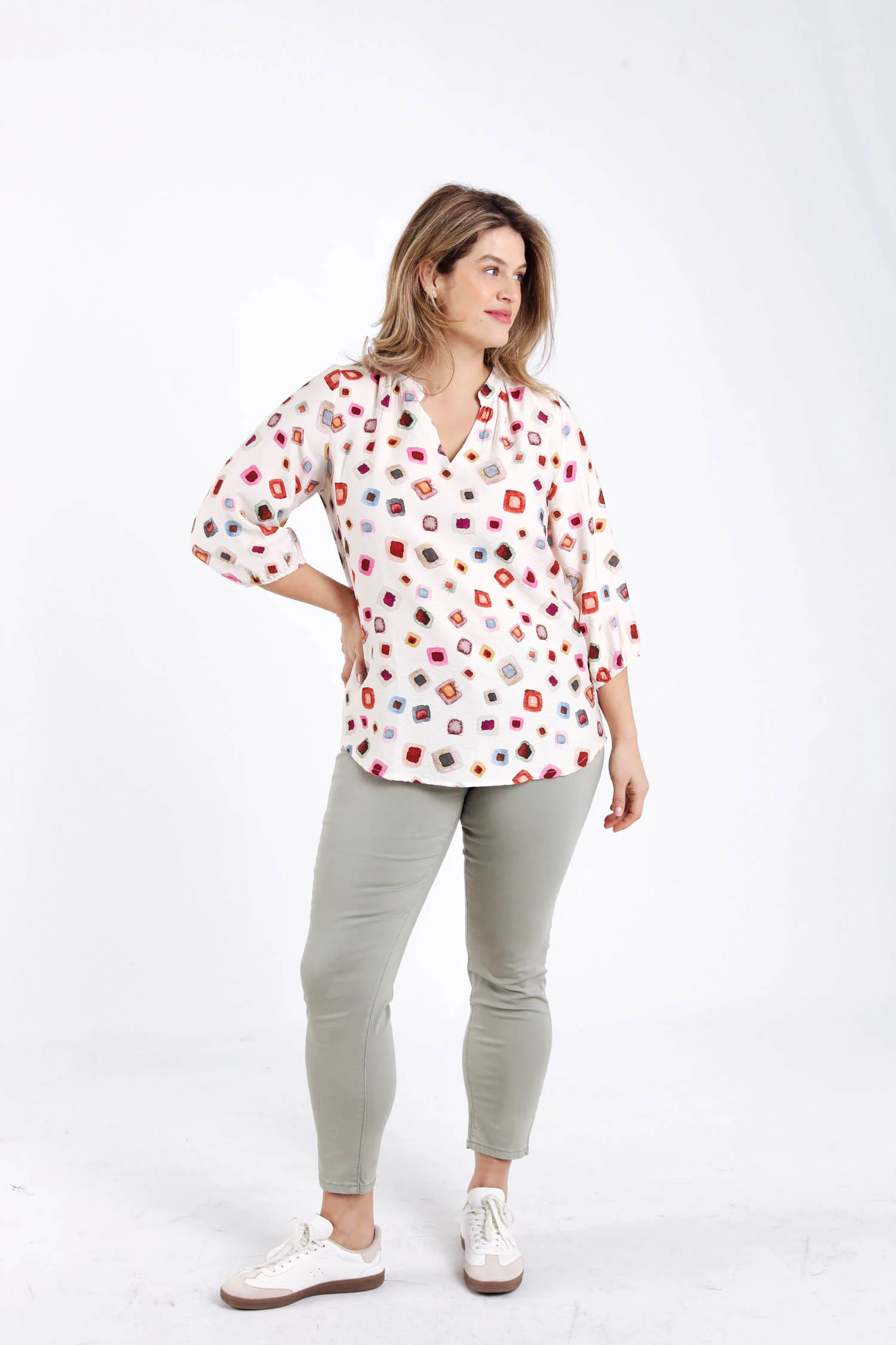 Blouse van bedrukte viscose met geometrisch patroon - Image 7