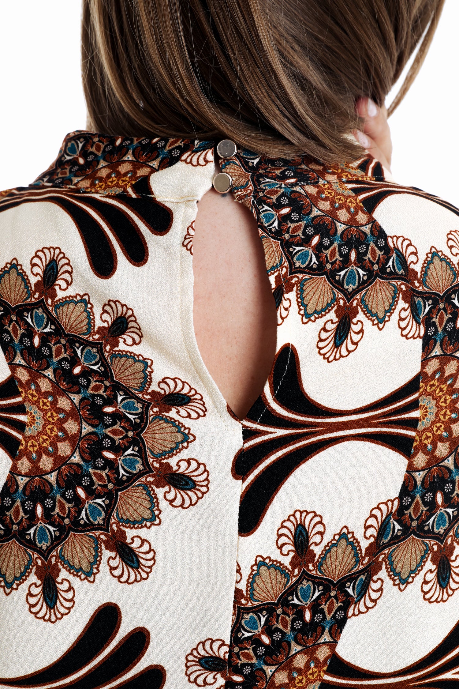 Blouse van bedrukte viscose met grafisch dessin - Image 4