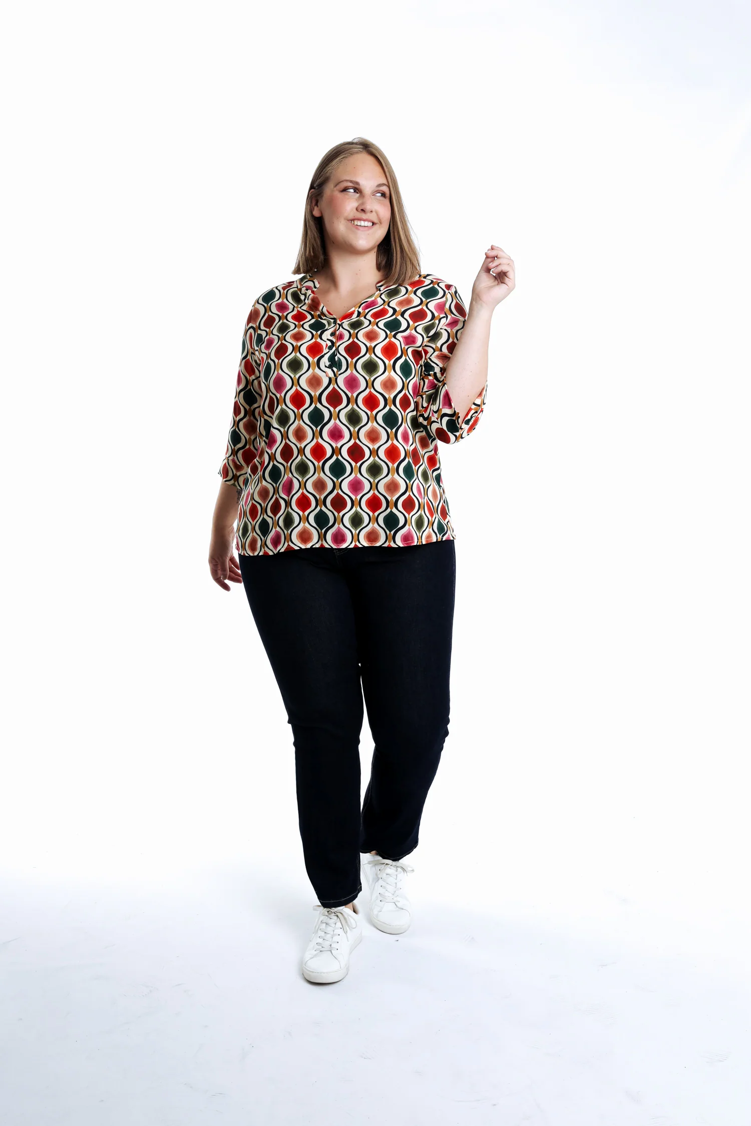 Blouse van bedrukt viscose met grafisch dessin - Image 6