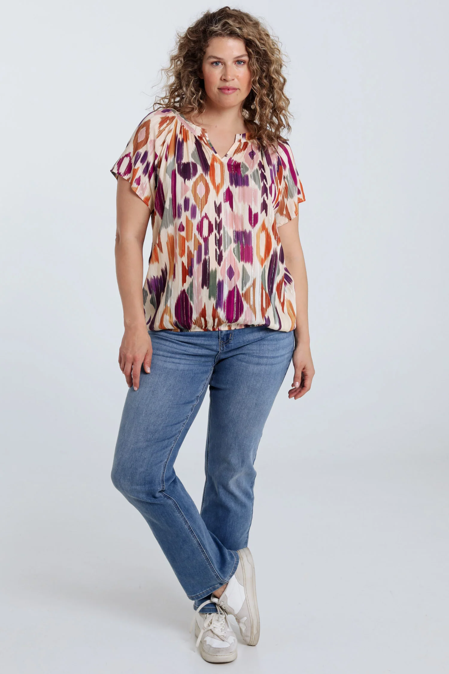 Blouse van viscose met grafische print en lurex - Image 7