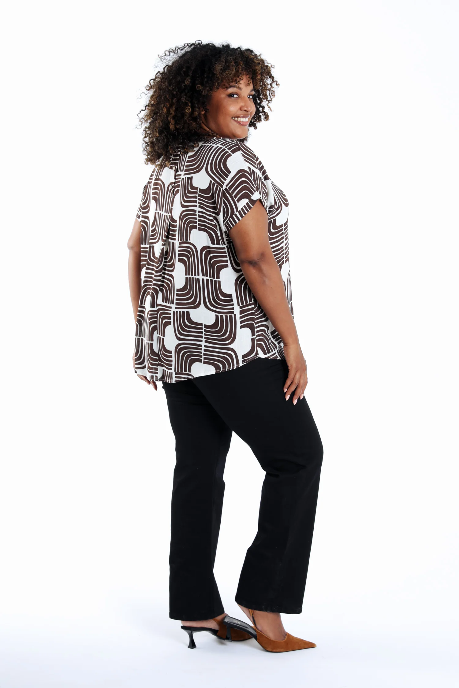 Blouse van viscose met tweekleurige grafische print - Image 2