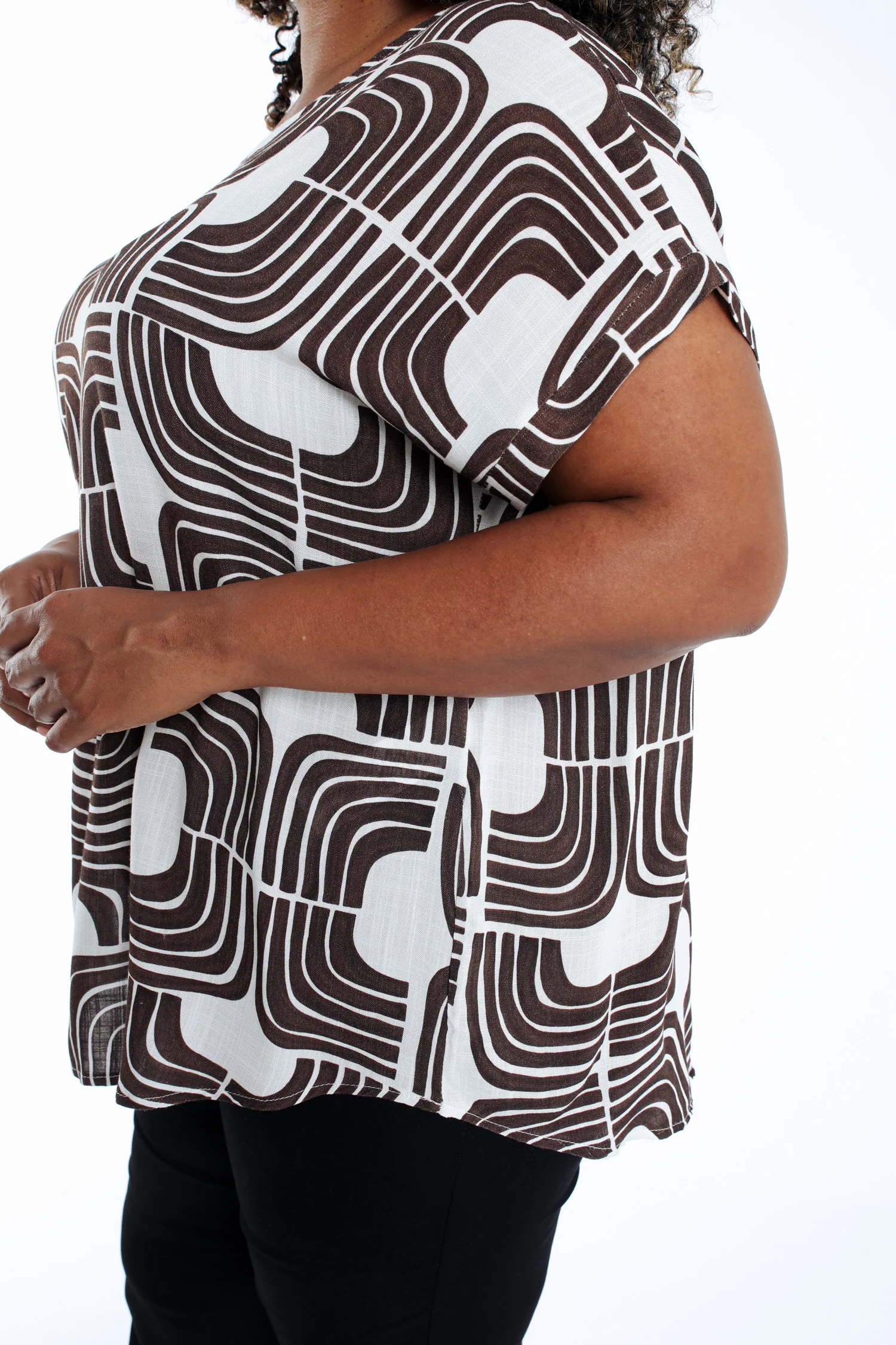 Blouse van viscose met tweekleurige grafische print - Image 4