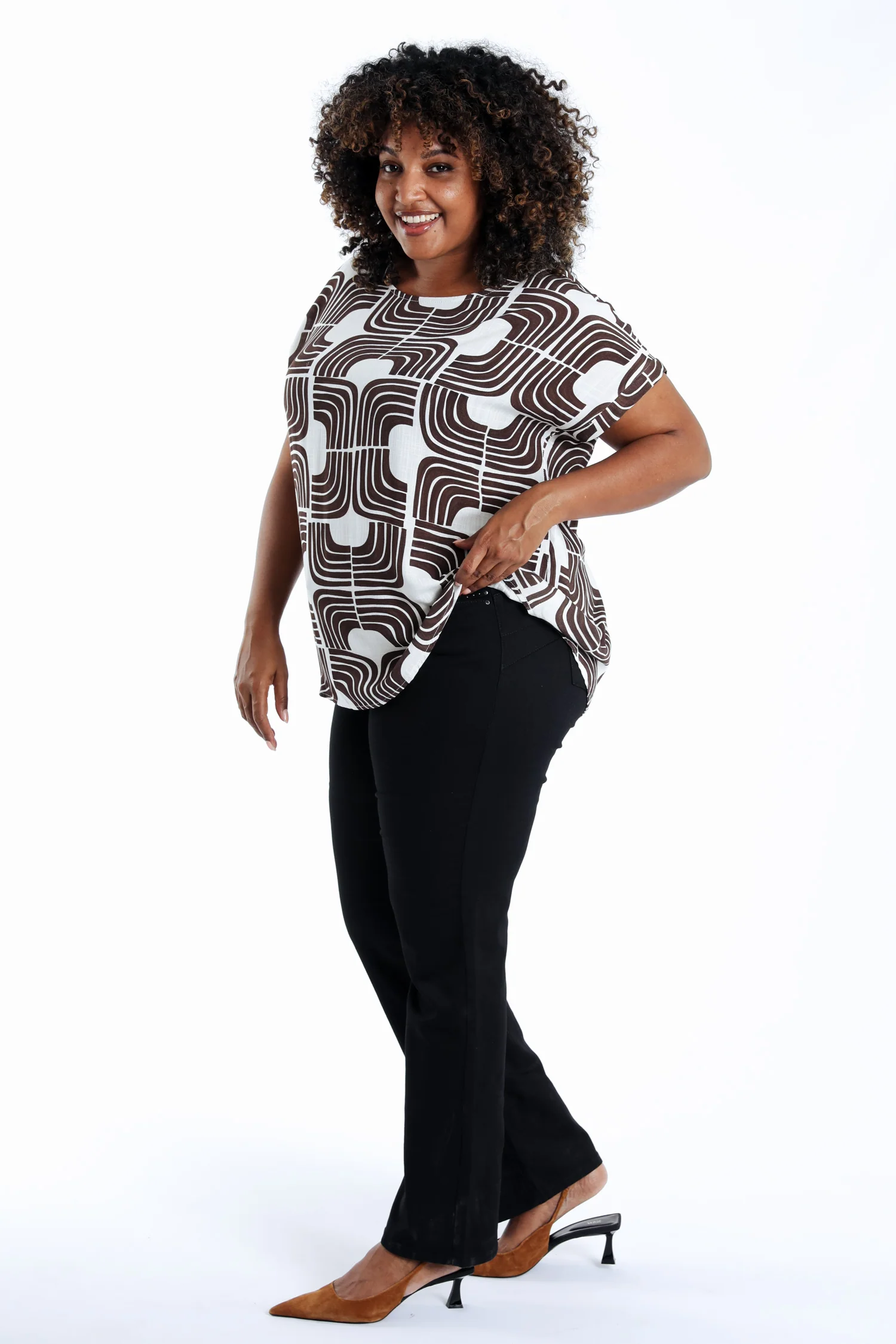 Blouse van viscose met tweekleurige grafische print - Image 9