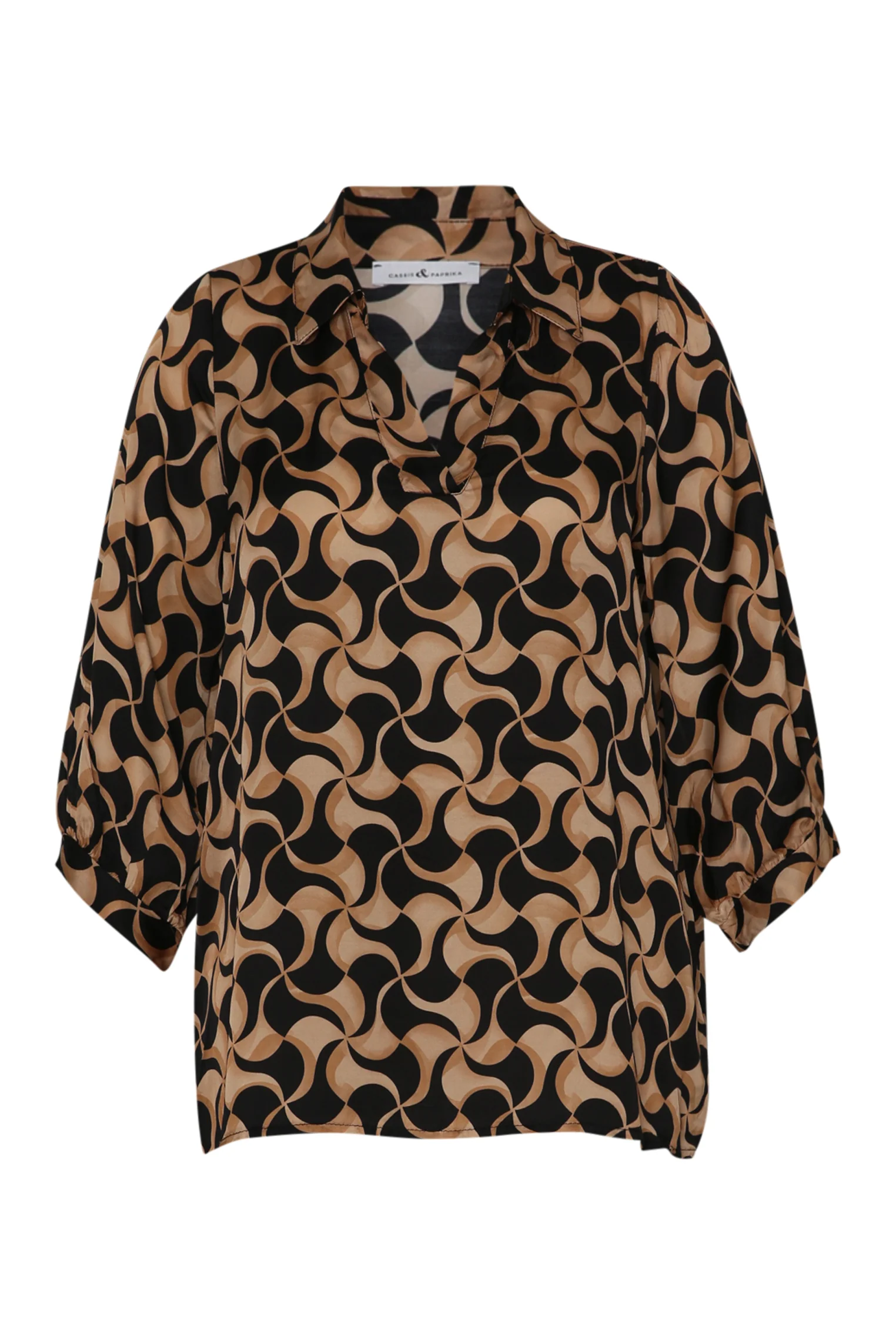 Blouse van viscose met tweekleurige grafische print - Image 8
