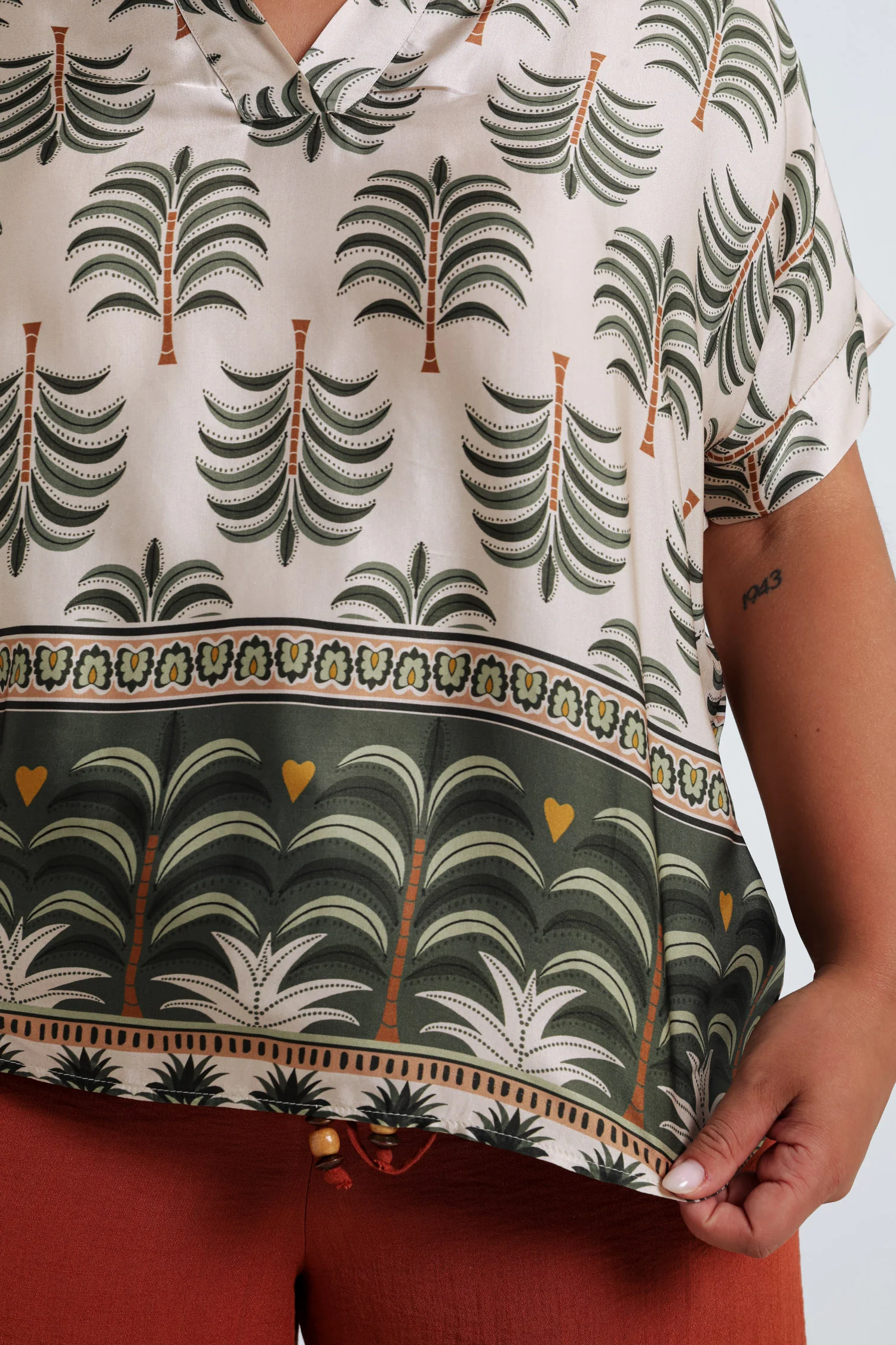 Blouse van viscose met palmprint - Image 5