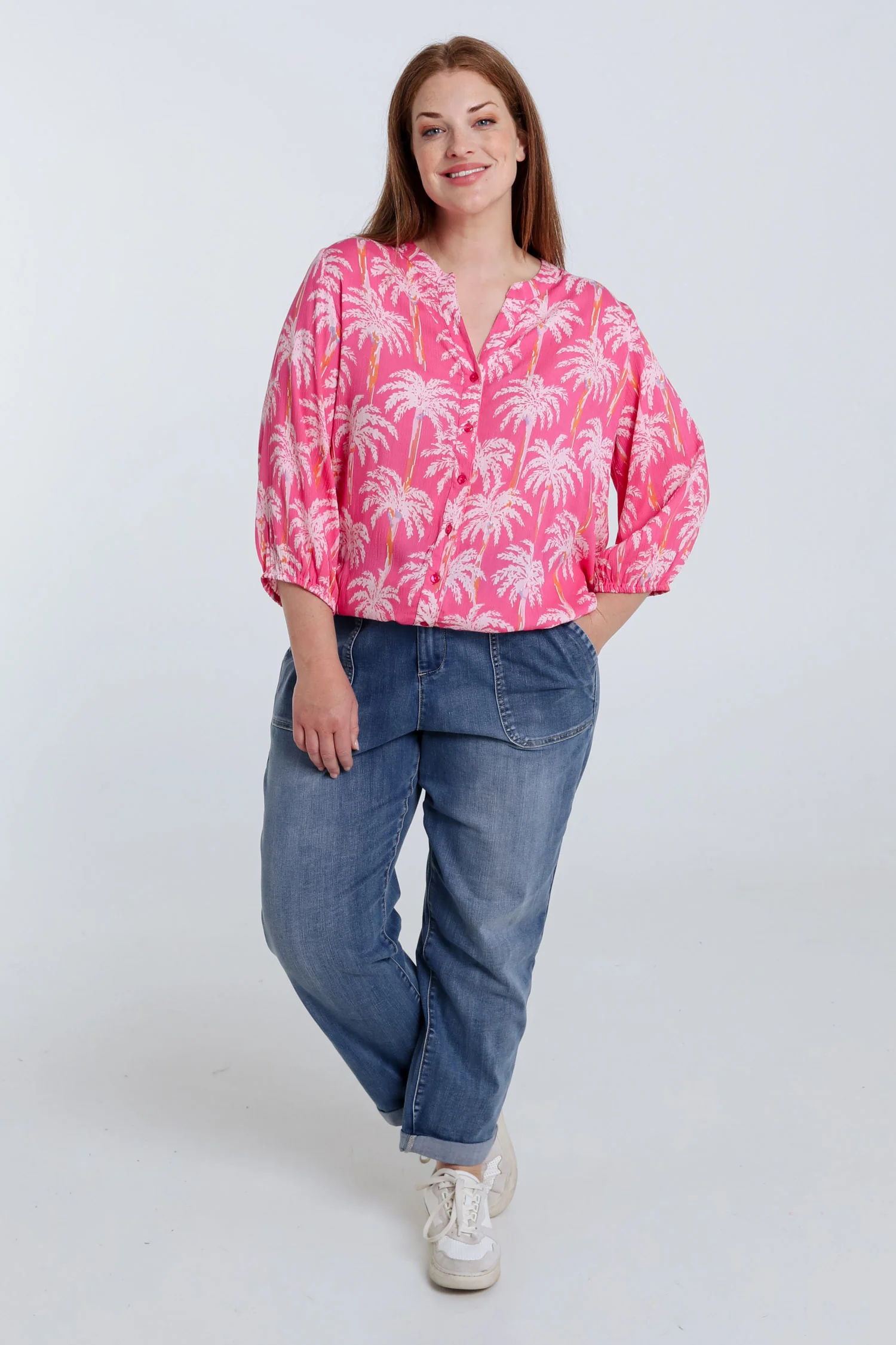 Blouse van viscose met palmprint - Image 7