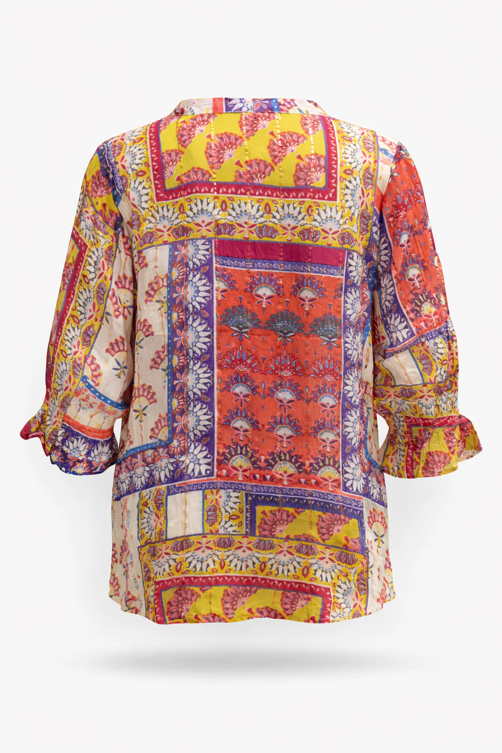 Blouse van bedrukte viscose patchwork - Image 2