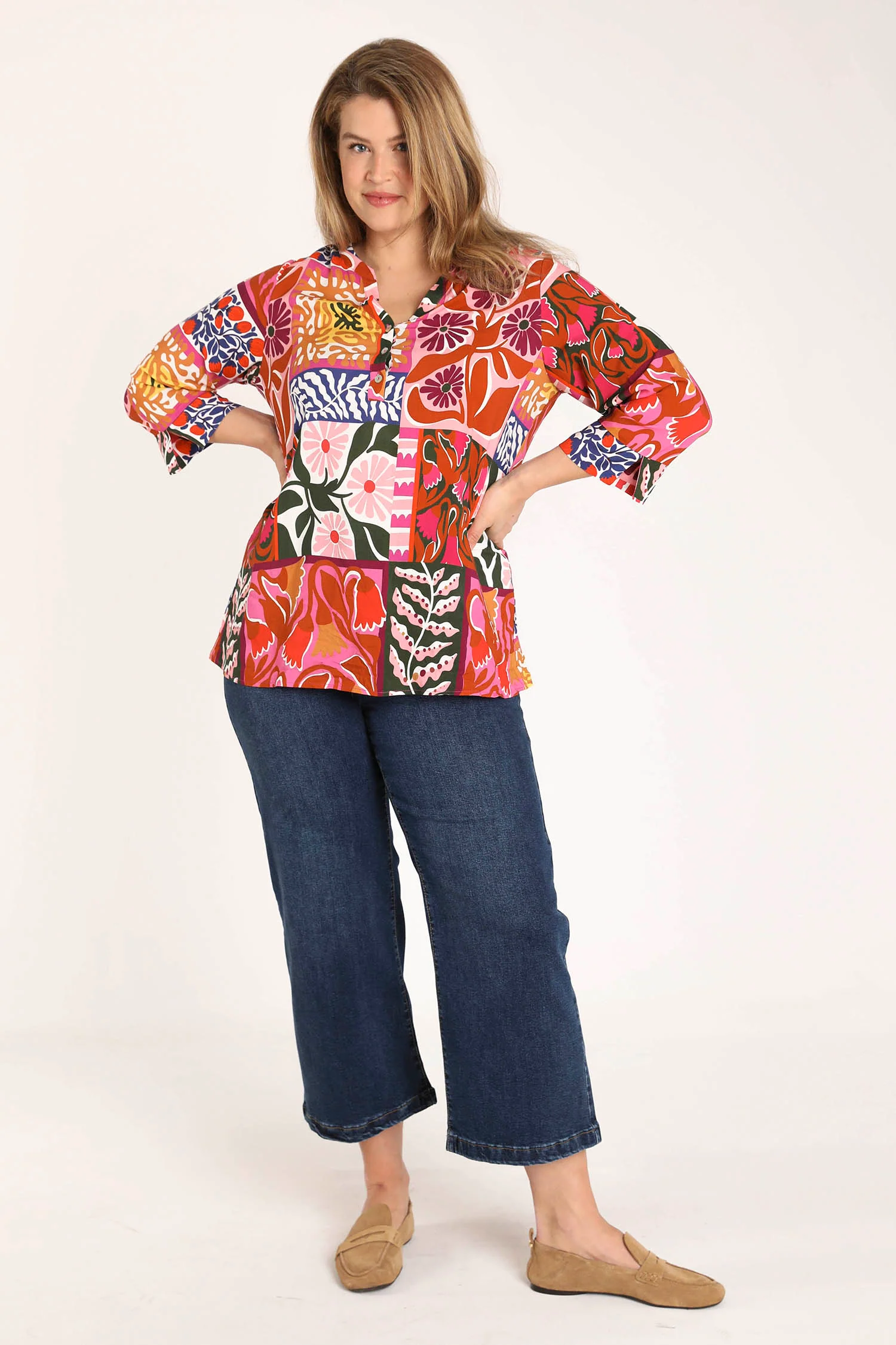 Blouse van viscose met bloemen patchworkprint - Image 8