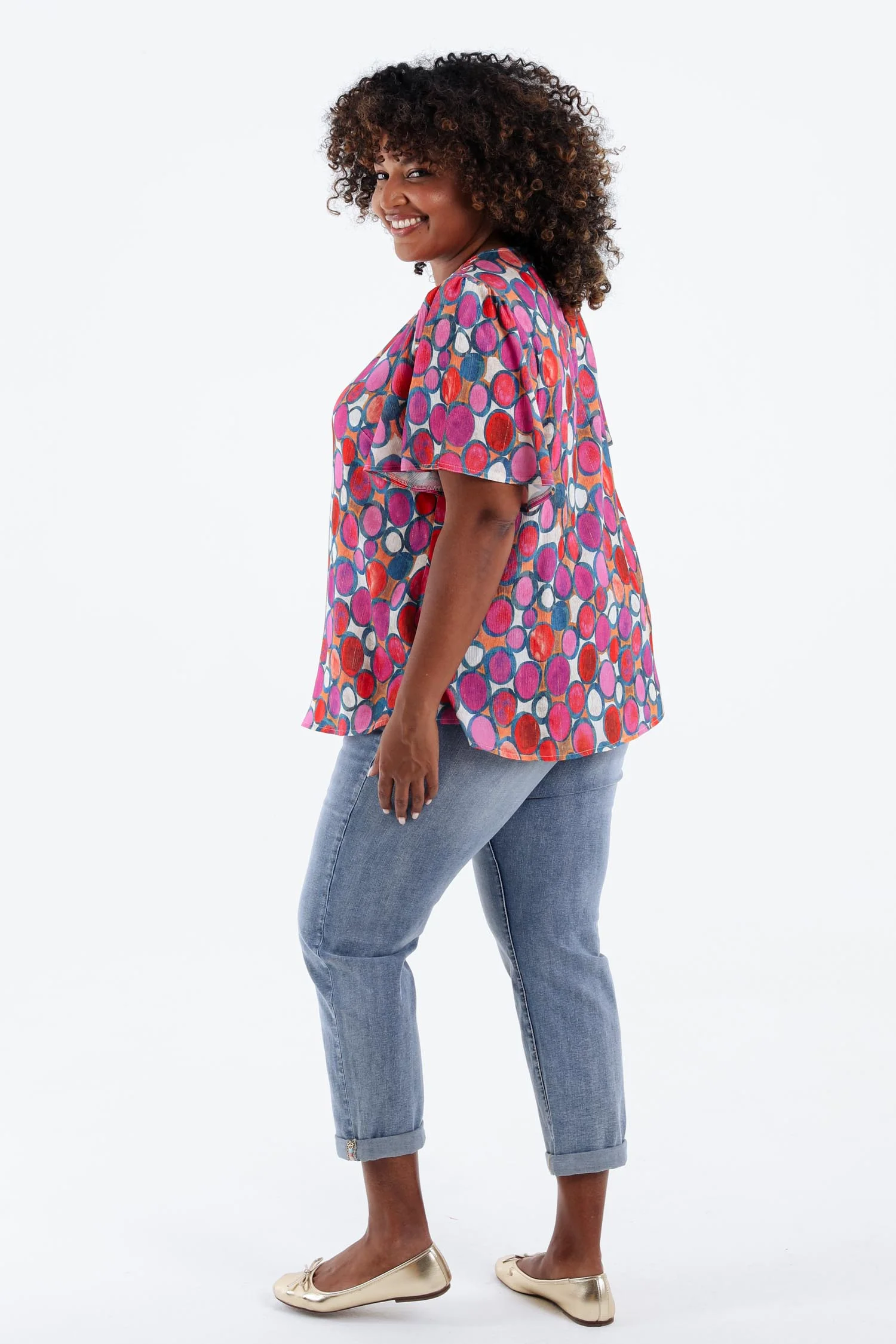 Blouse van viscose met ronde print - Image 2