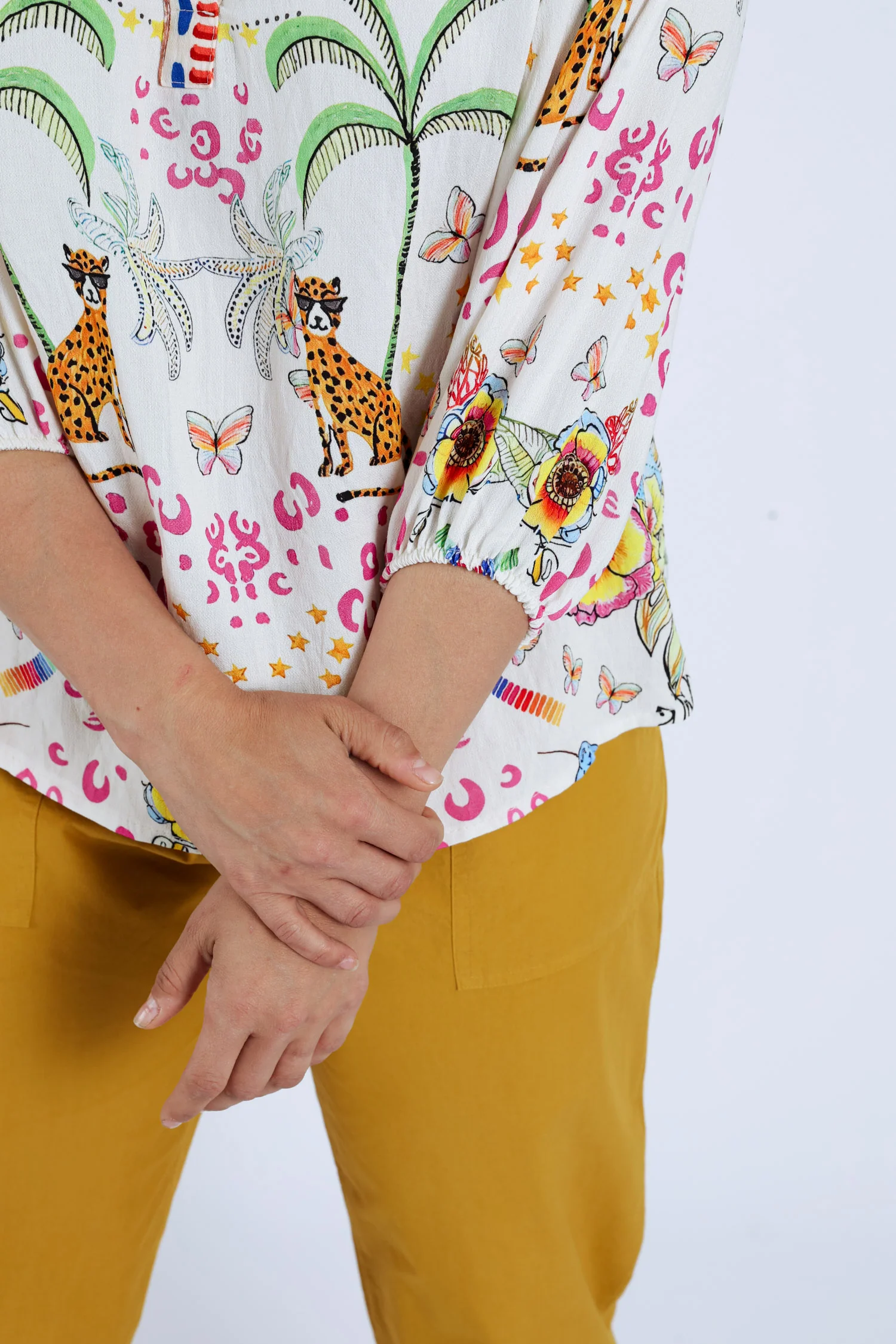 Blouse van viscose met tijger- en bloemenprint - Image 5