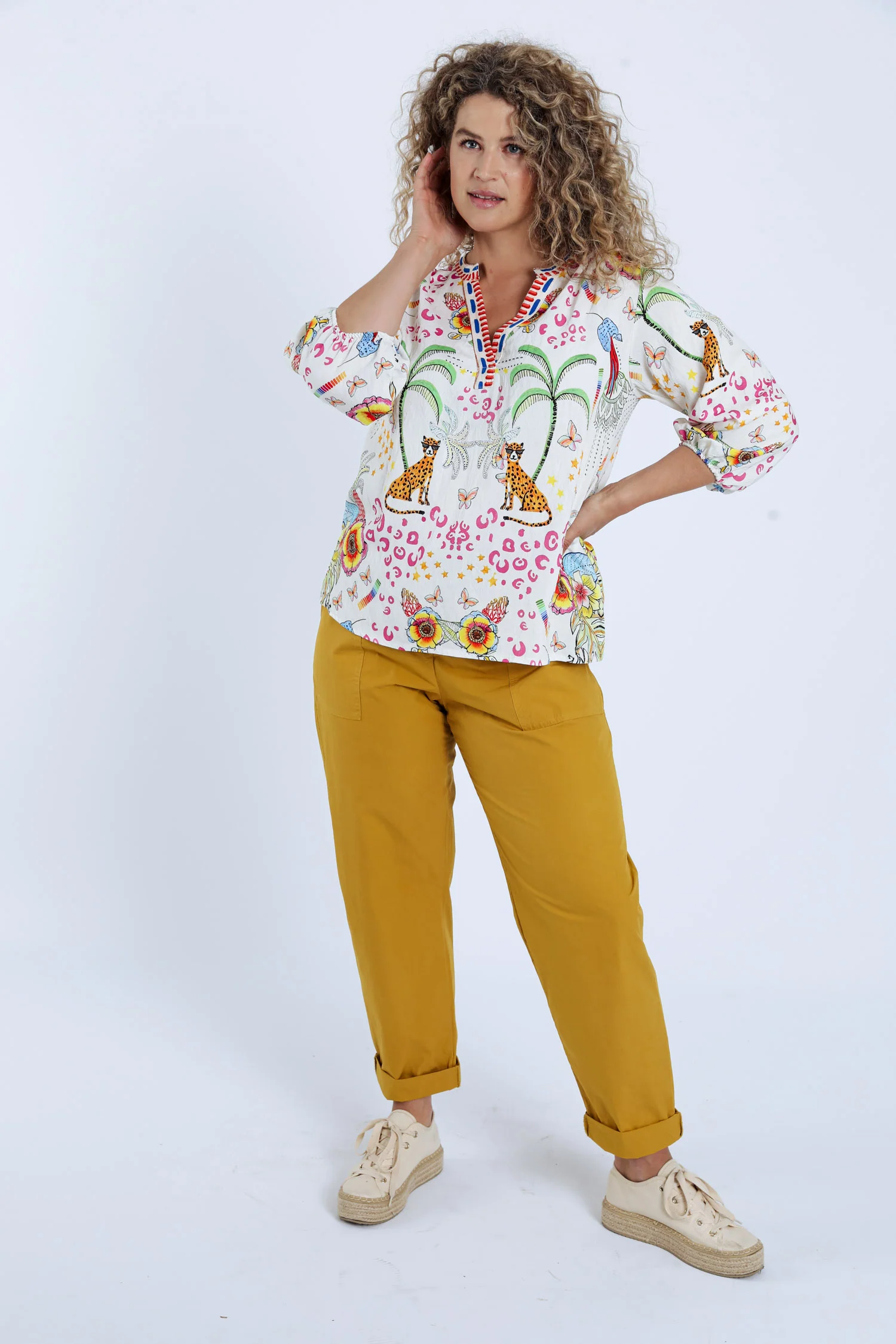 Blouse van viscose met tijger- en bloemenprint - Image 7