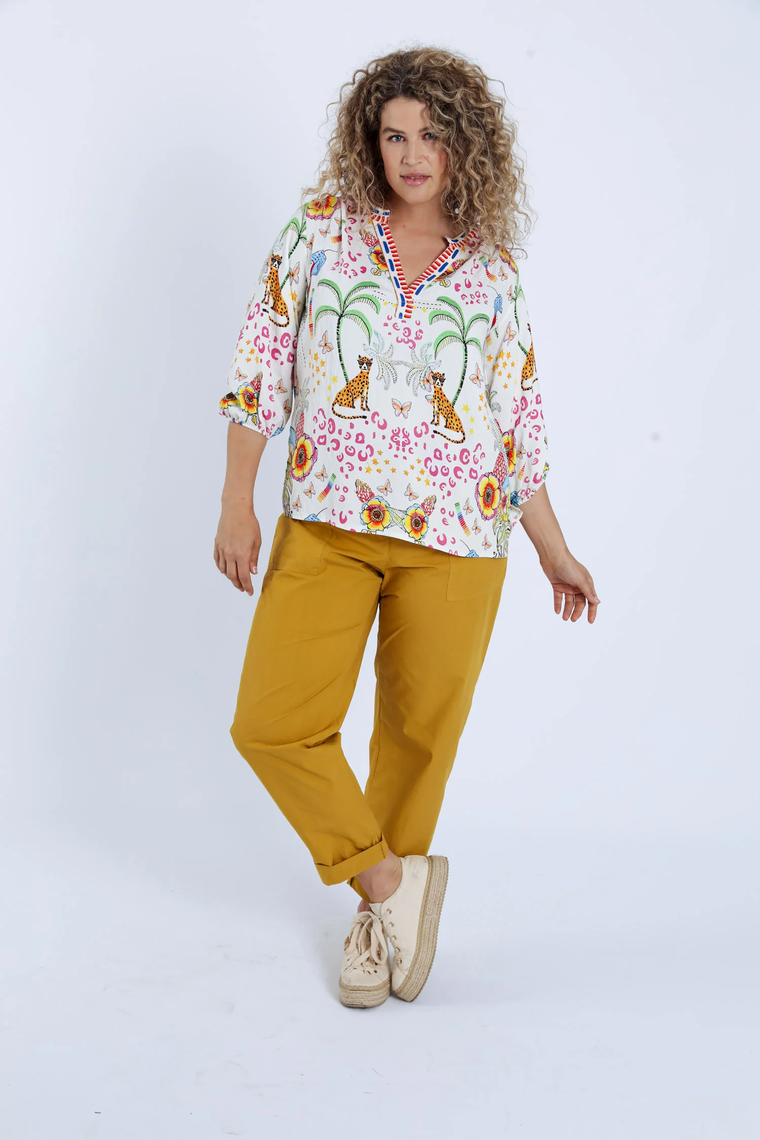 Blouse van viscose met tijger- en bloemenprint - Image 8