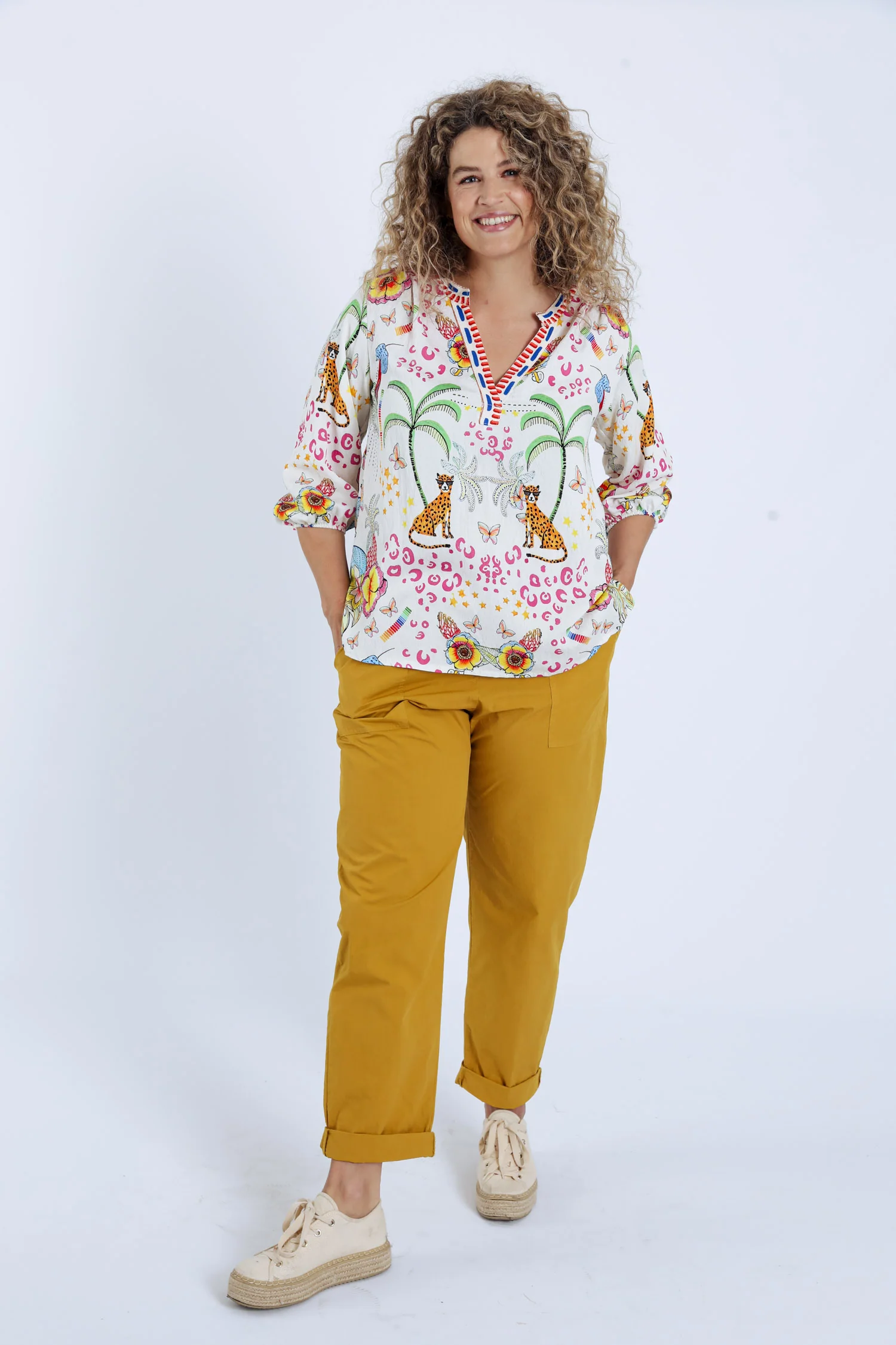 Blouse van viscose met tijger- en bloemenprint - Image 9