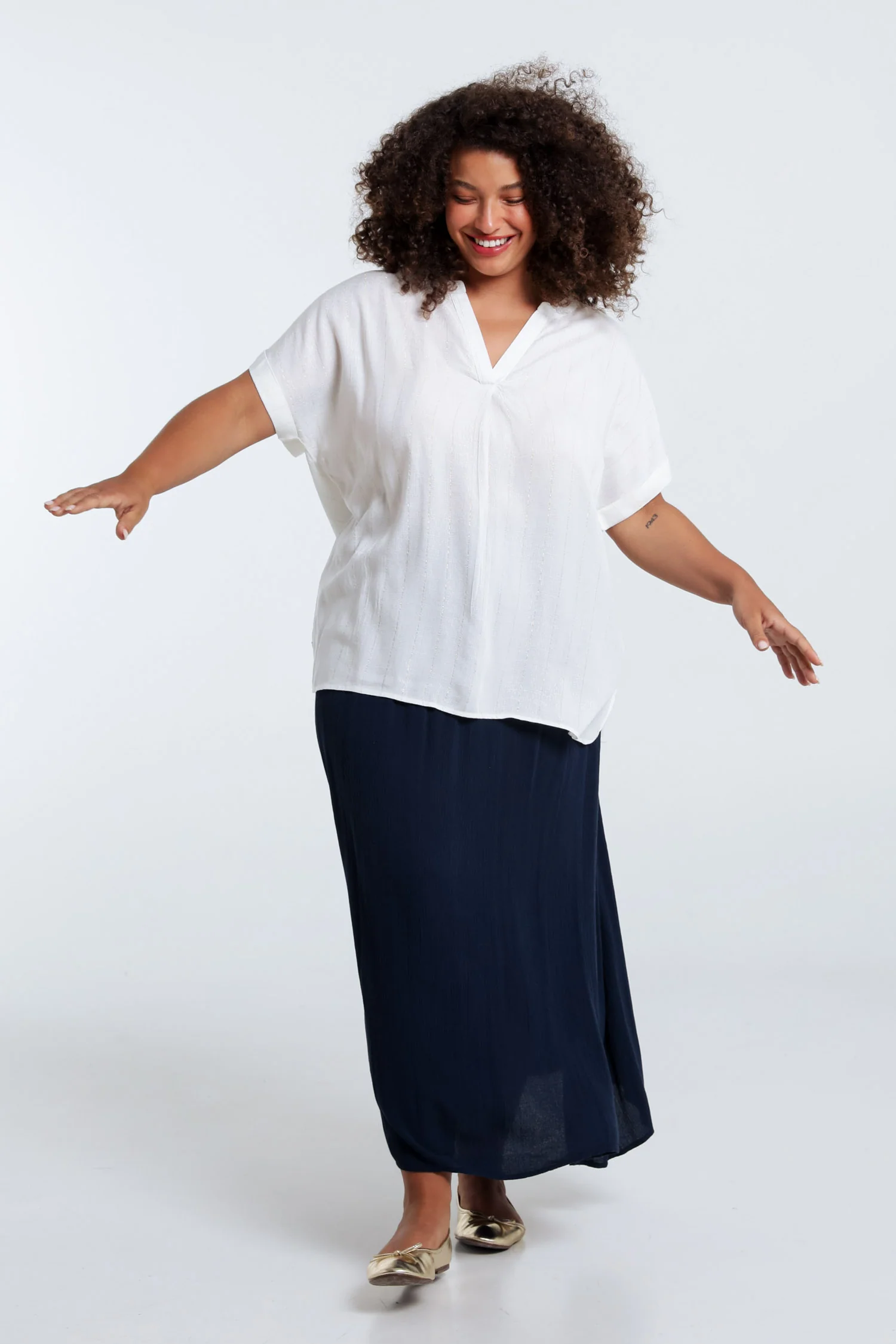 Blouse van viscose met lurexstrepen - Image 7