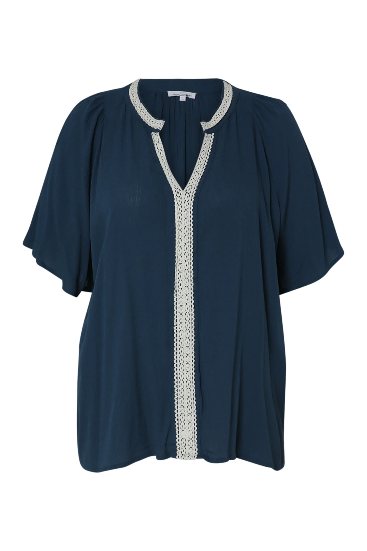 Effen viscose blouse met macramé - Image 10
