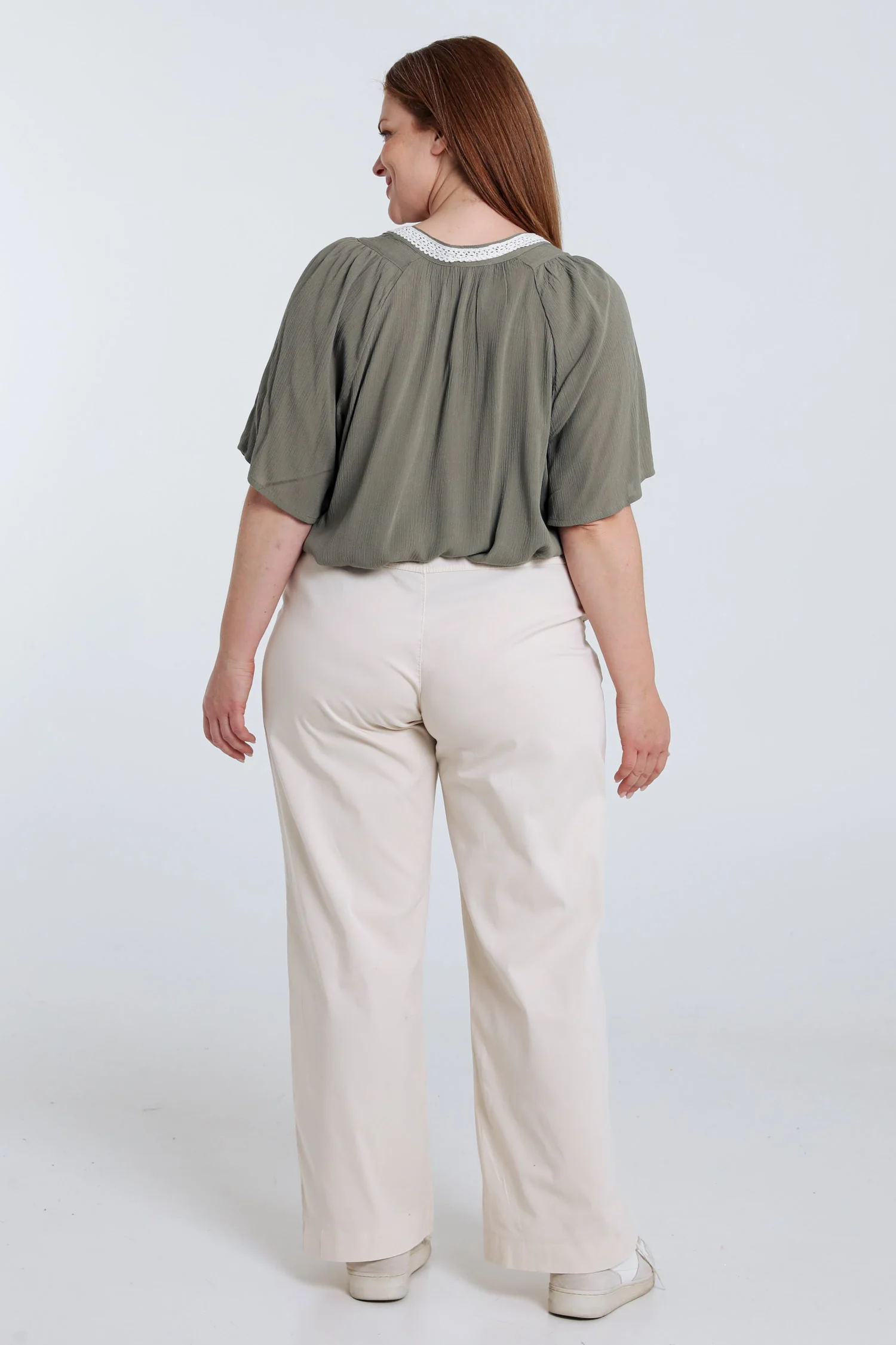 Effen viscose blouse met macramé - Image 13