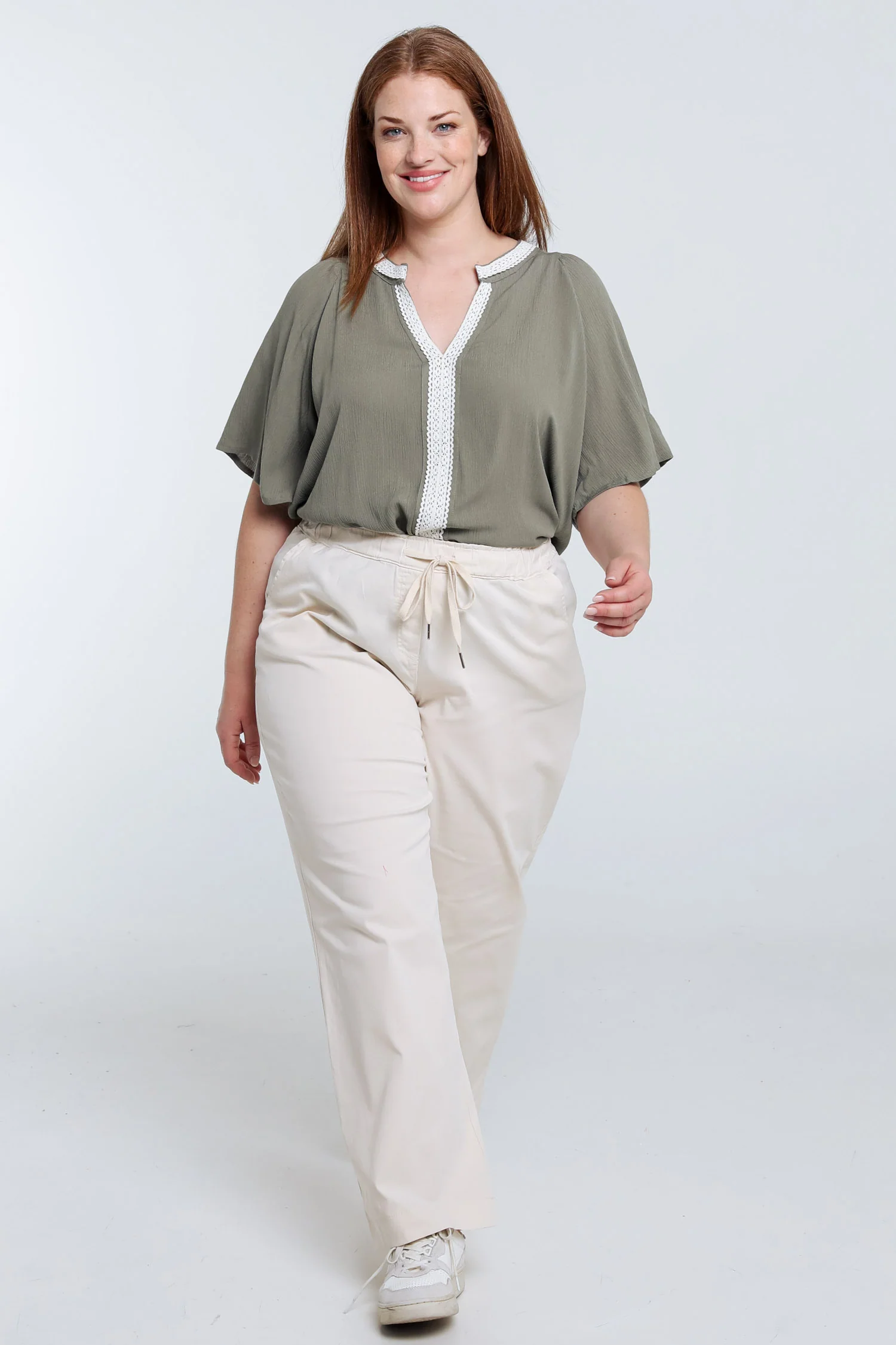 Effen viscose blouse met macramé - Image 20
