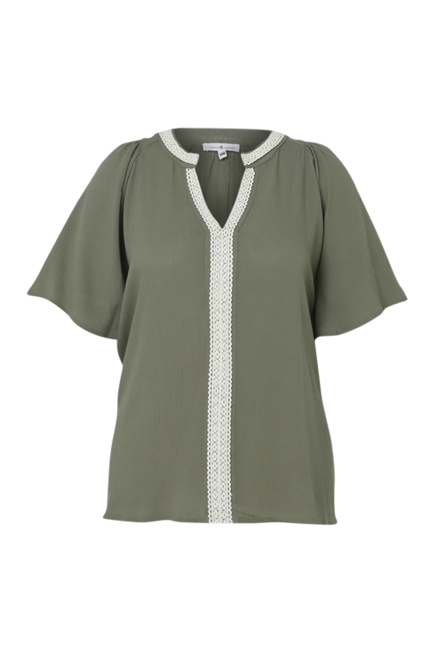 Effen viscose blouse met macramé - Image 21