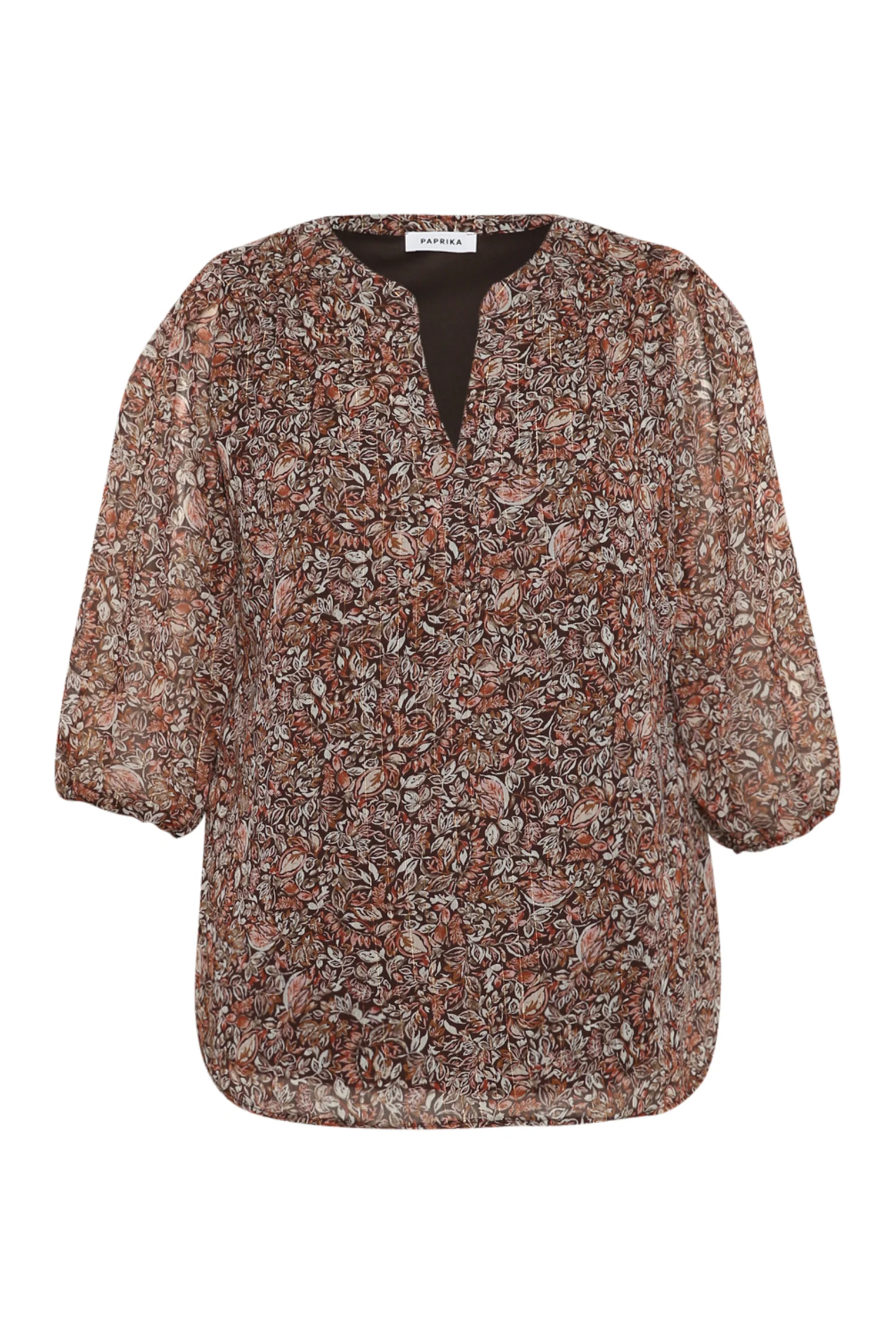 Blouse met bladprint en lurex - Image 9