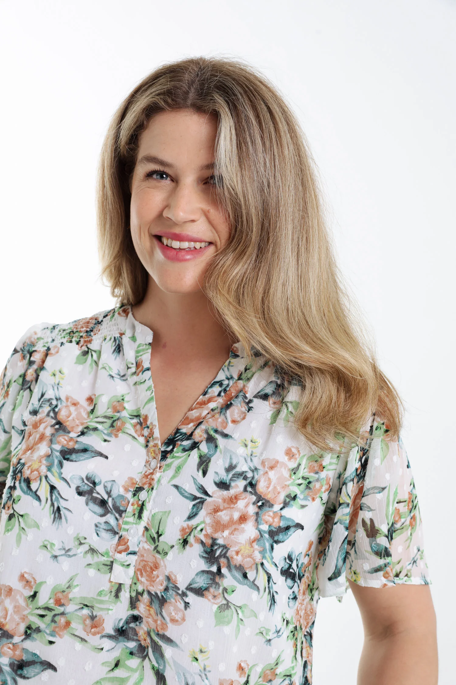 Bloemdruk blouse en plumetis - Image 4