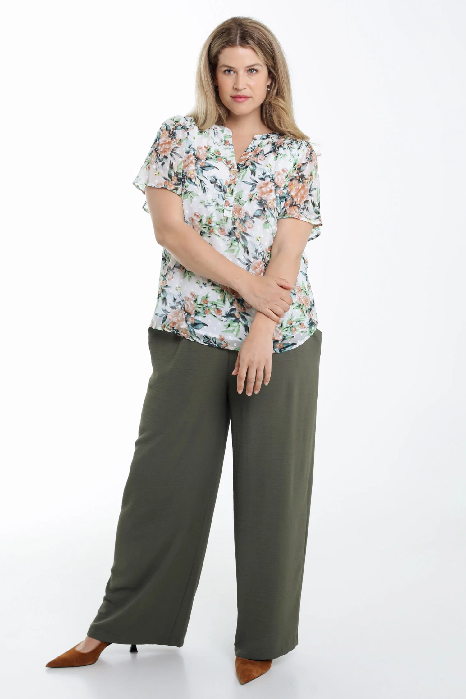 Bloemdruk blouse en plumetis - Image 8
