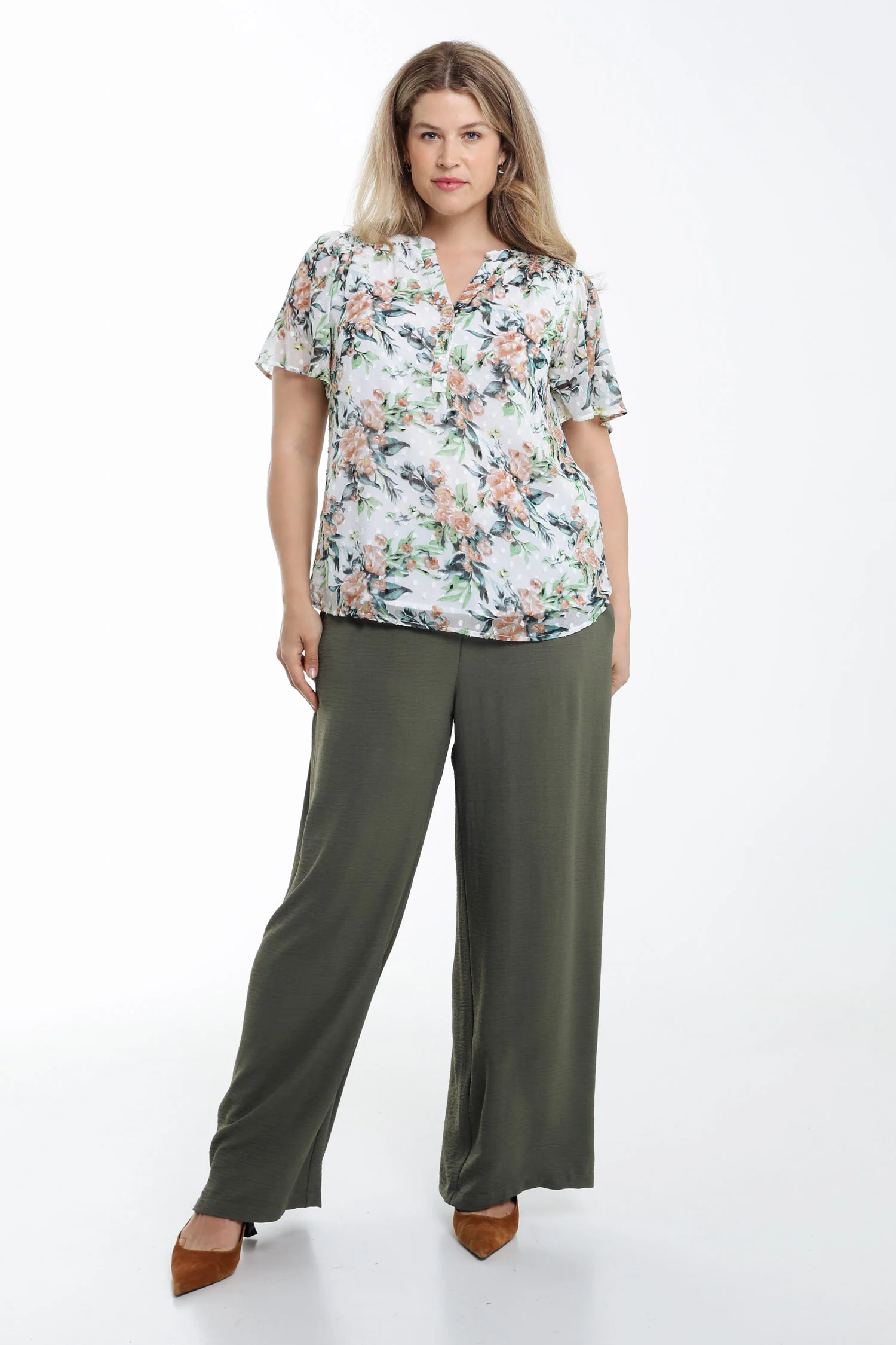 Bloemdruk blouse en plumetis - Image 9